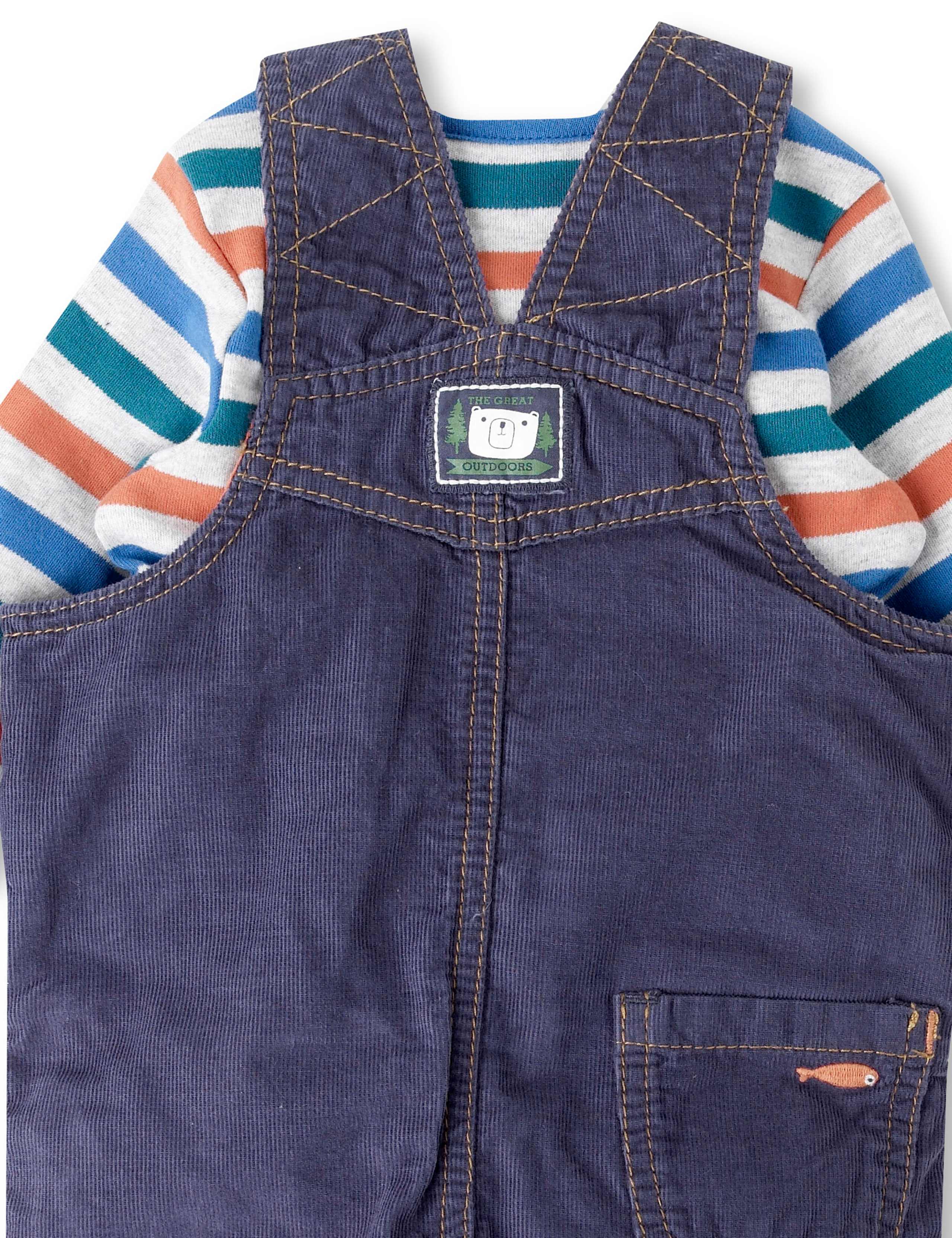 2 Piece Pure Cotton Corduroy Dungaree Outfit 6 of 7