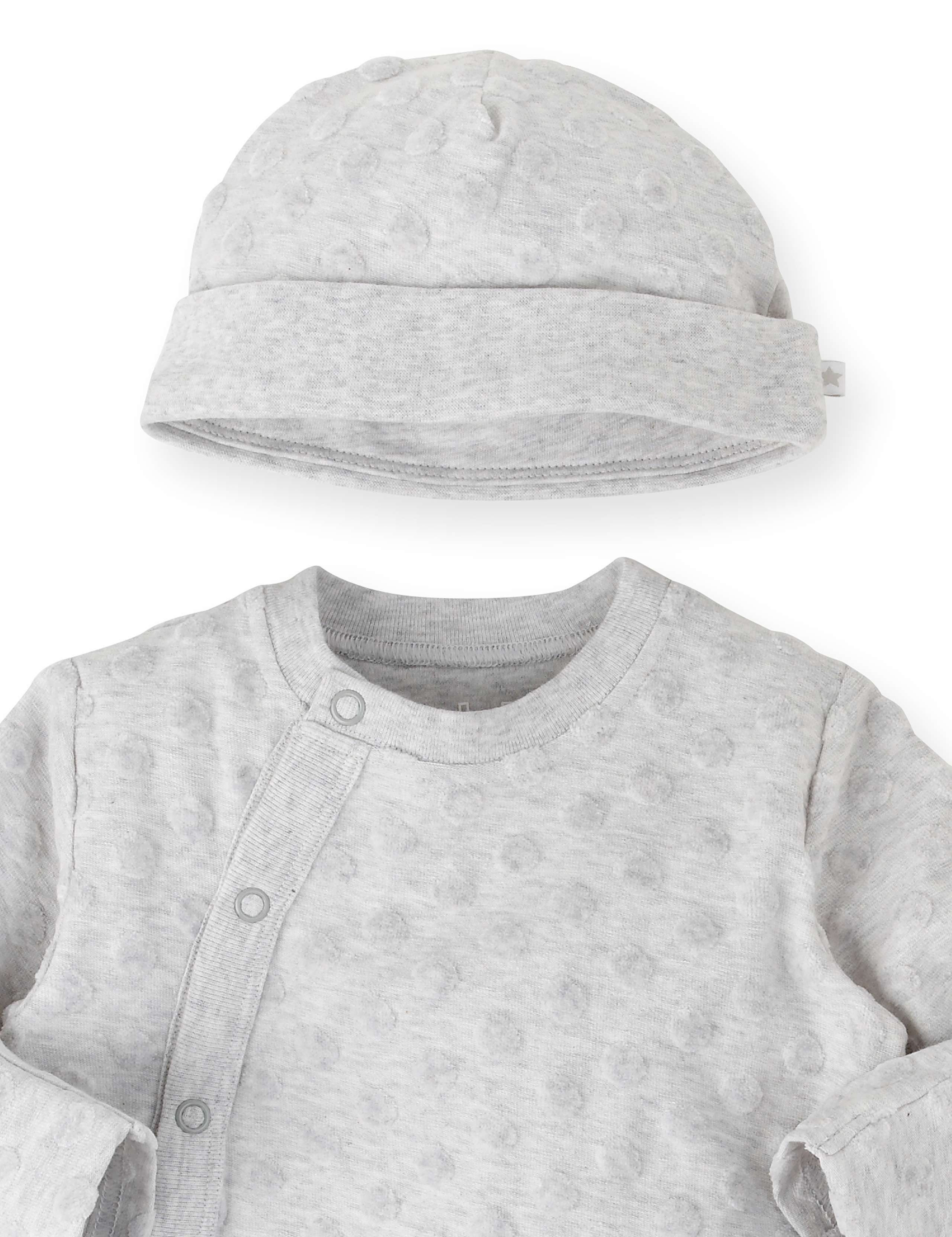 Cotton Rich Spotted Sleepsuit with Hat 3 of 6