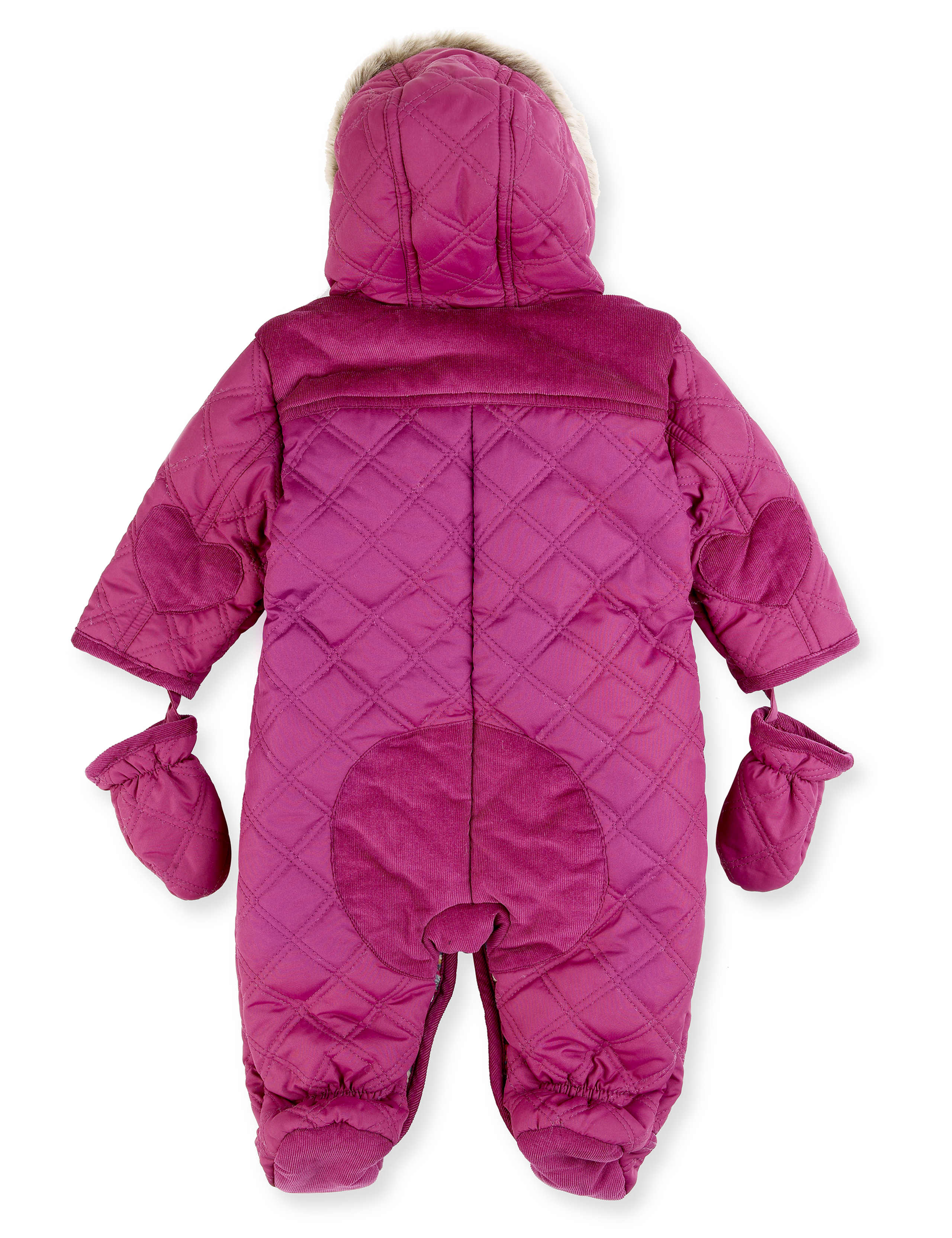 Hooded Faux Fur Trim Quilted Snowsuit with Mittens 2 of 4