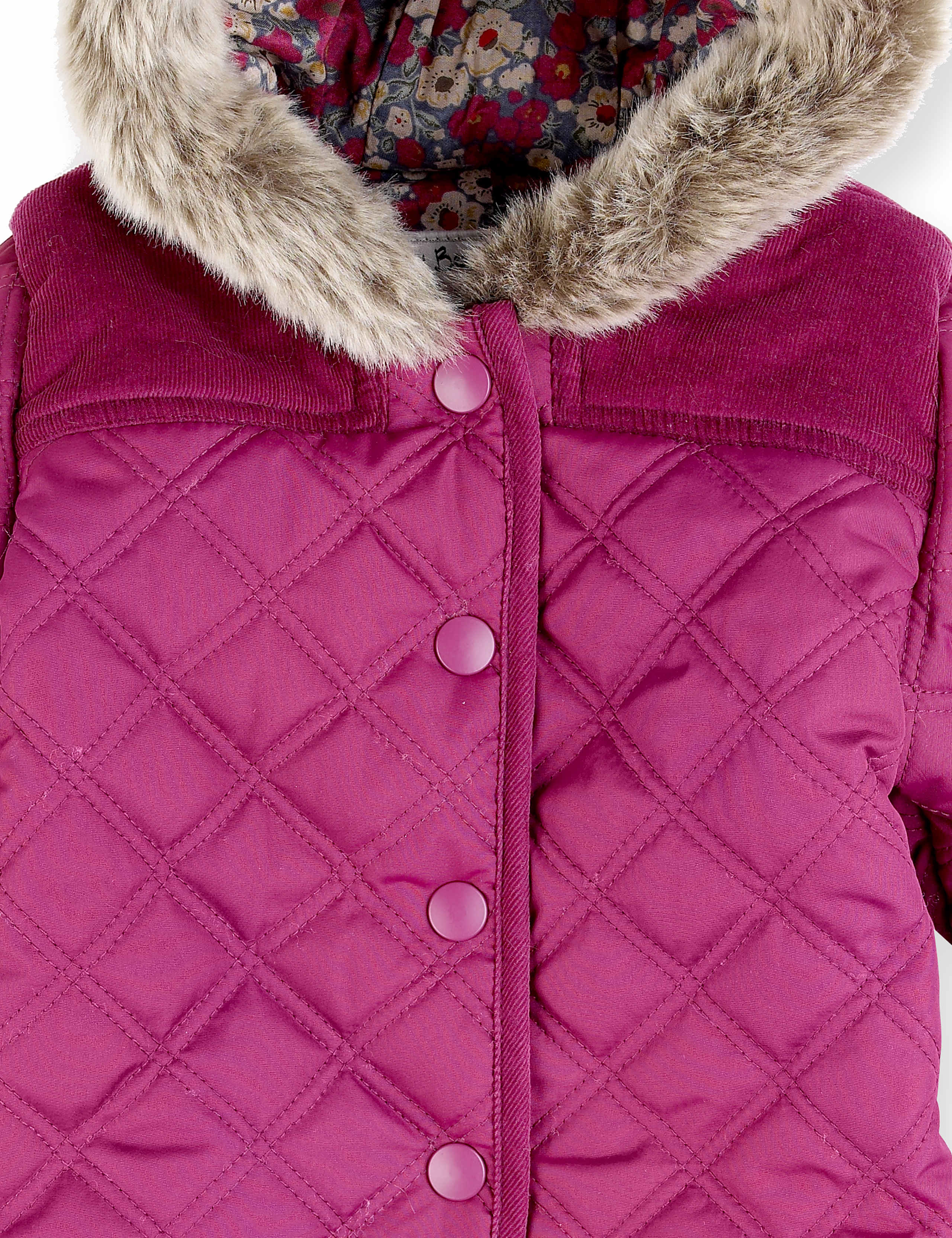 Hooded Faux Fur Trim Quilted Snowsuit with Mittens 3 of 4