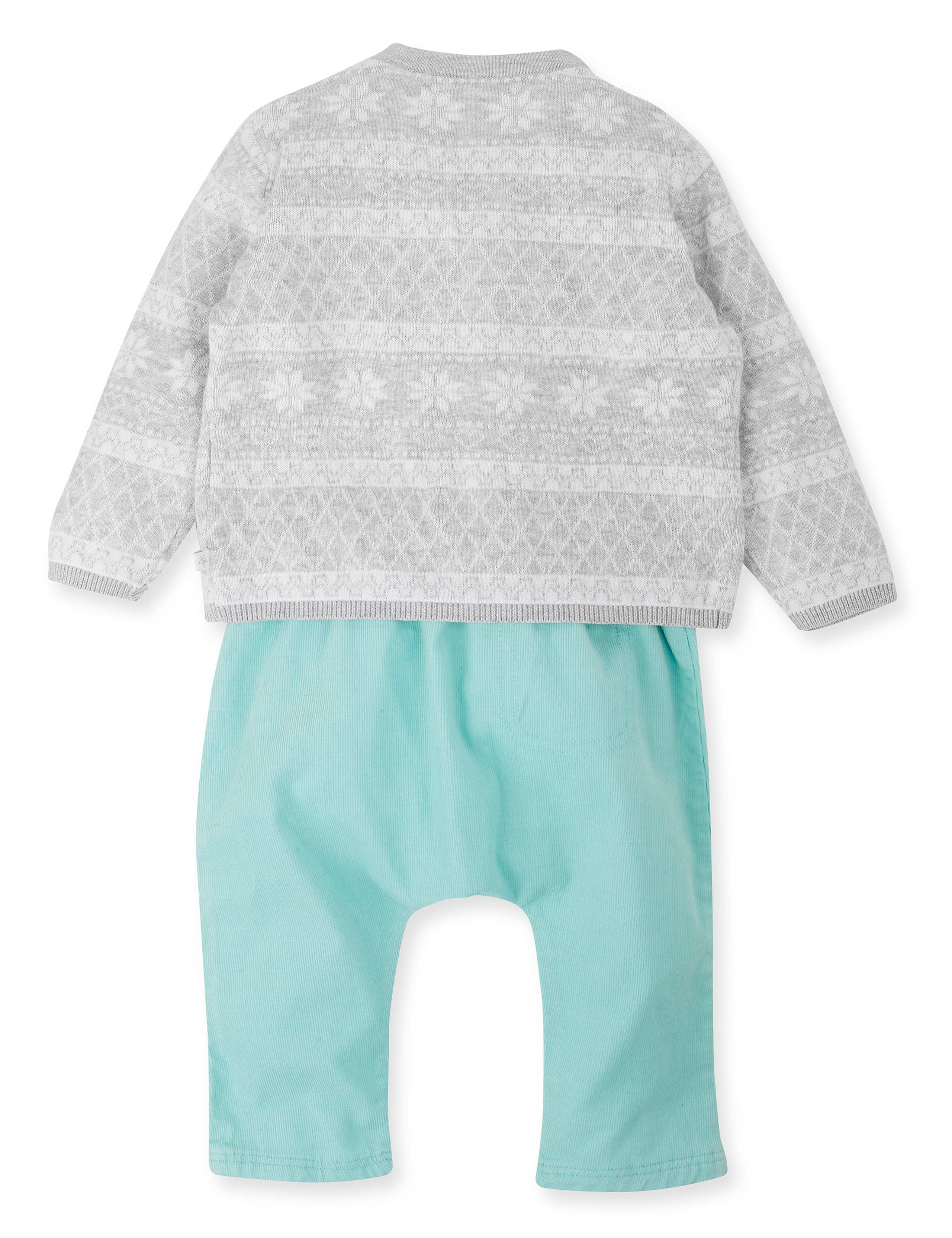 3 Piece Pure Cotton Cardigan, Bodysuit & Corduroy Trousers Outfit 2 of 7