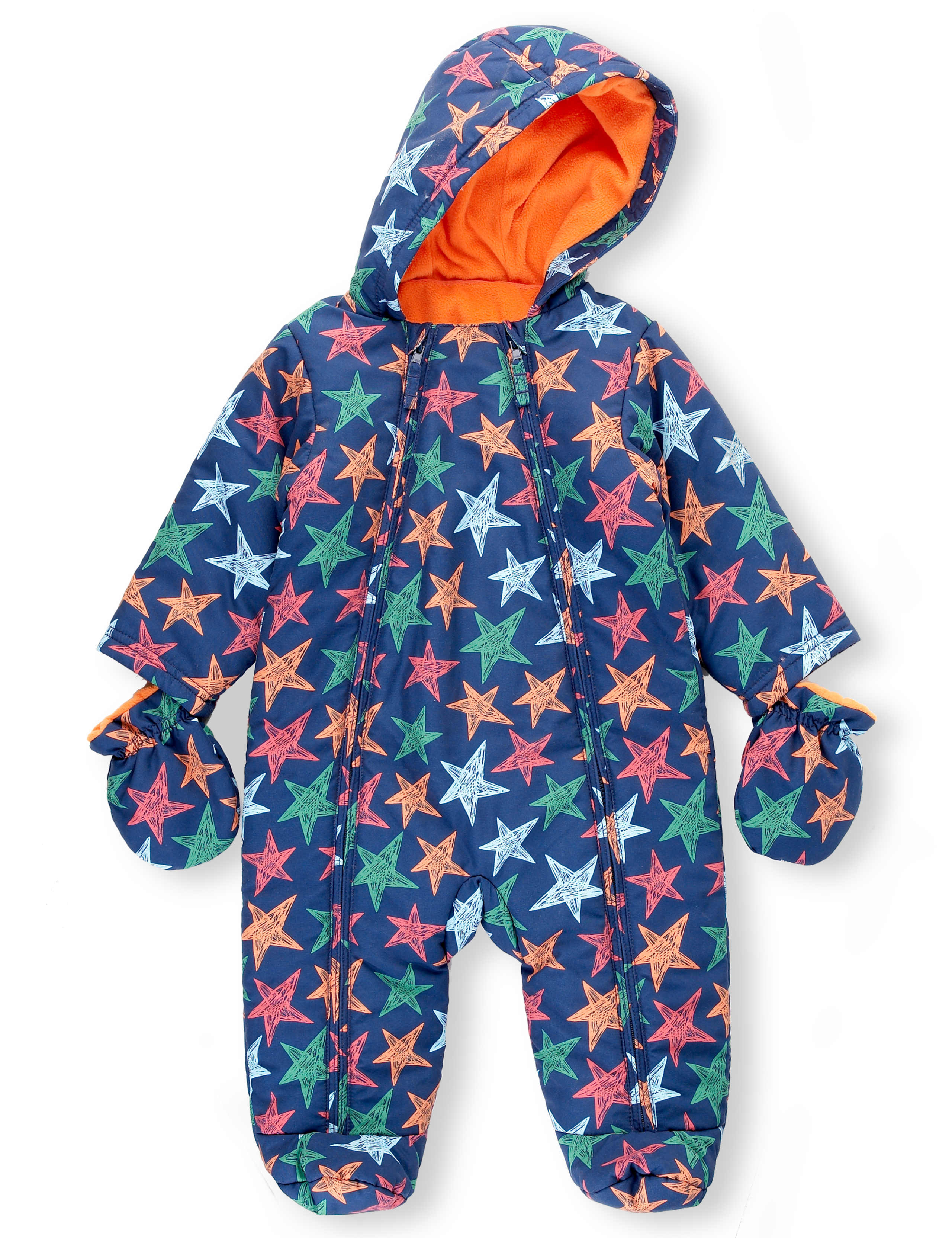 Hooded Star Print Snowsuit with Mittens 1 of 3