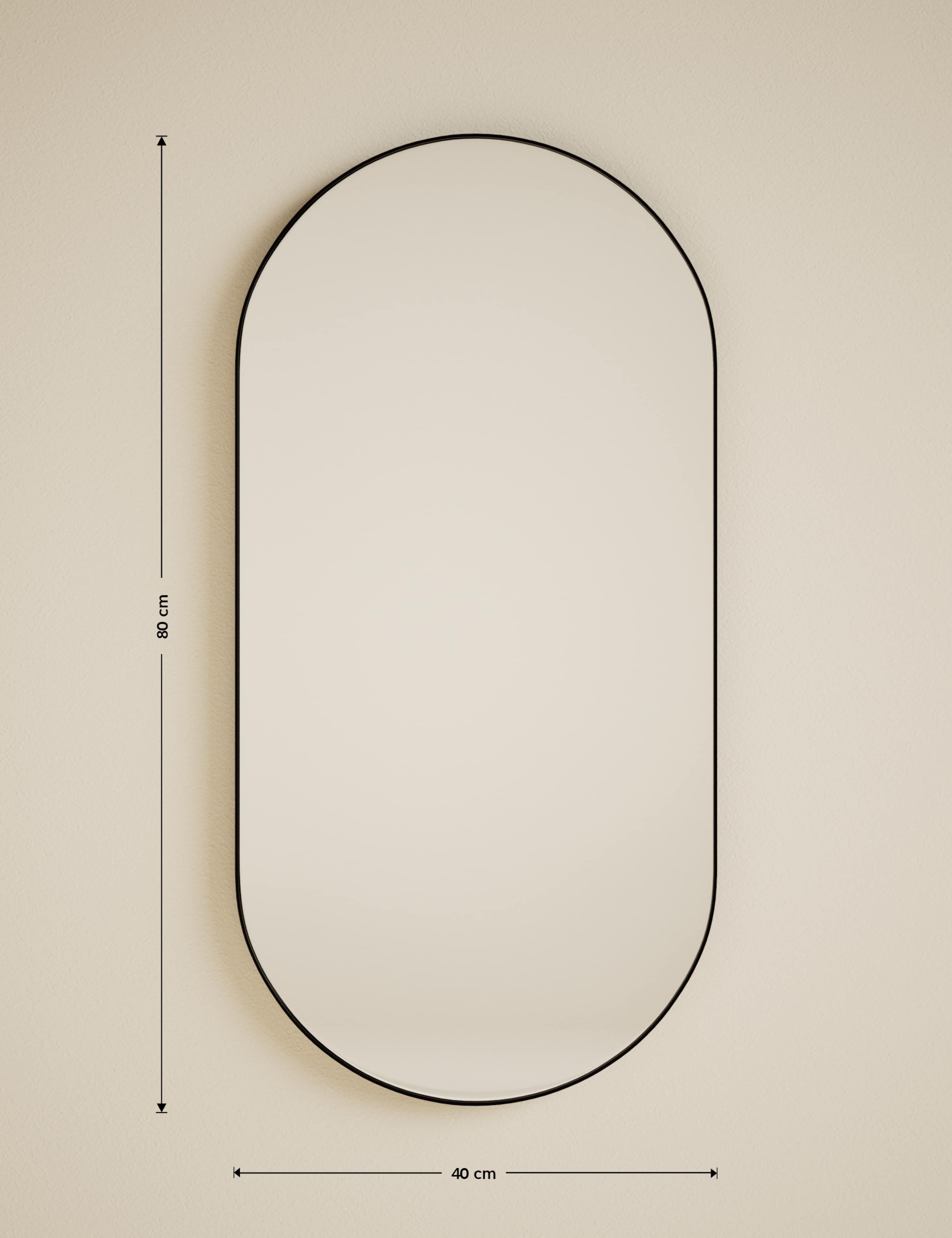 Milan Pill Shape Short Hanging Mirror 80 x 40 6 of 6
