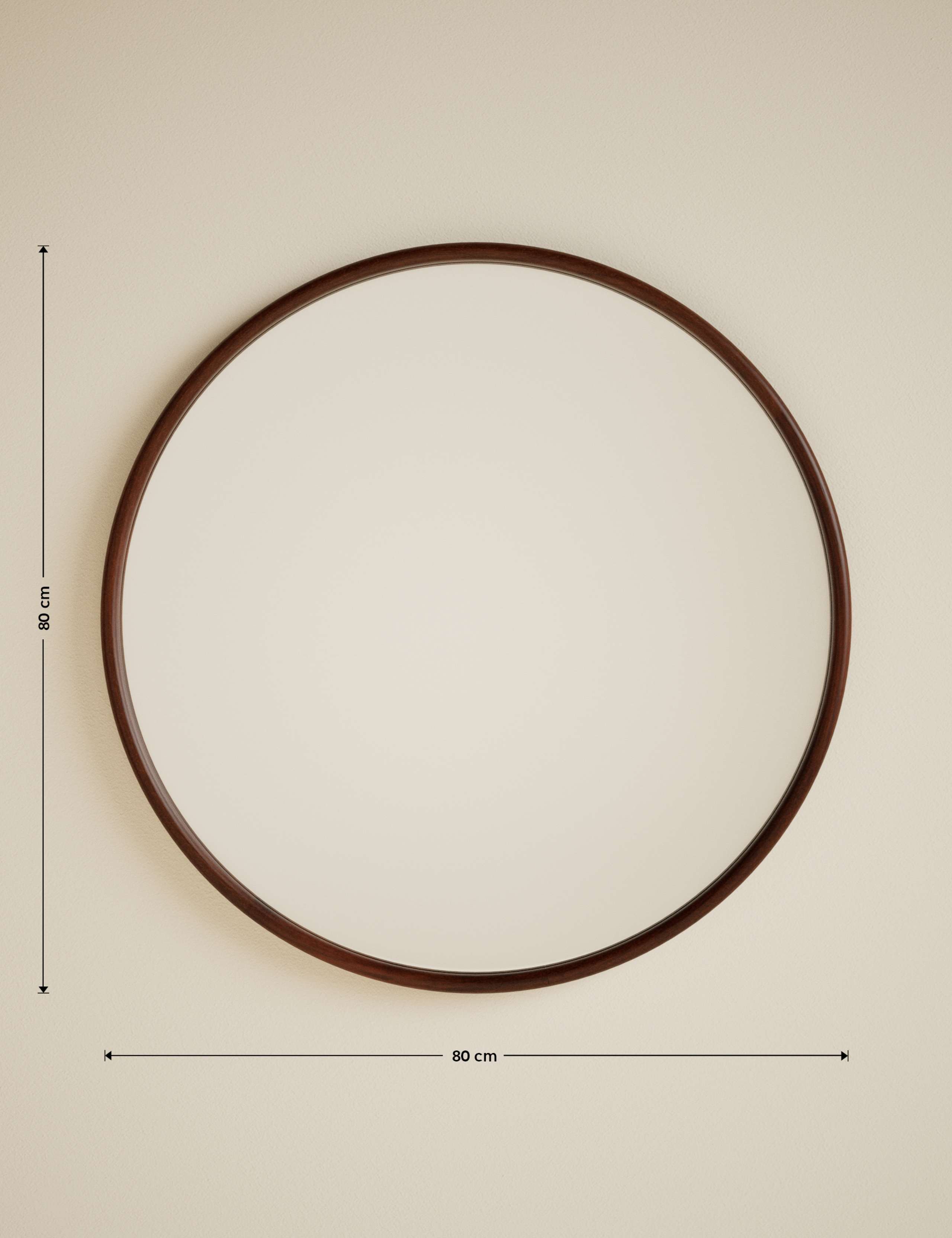 Wooden Round Mirror 80cm 6 of 6