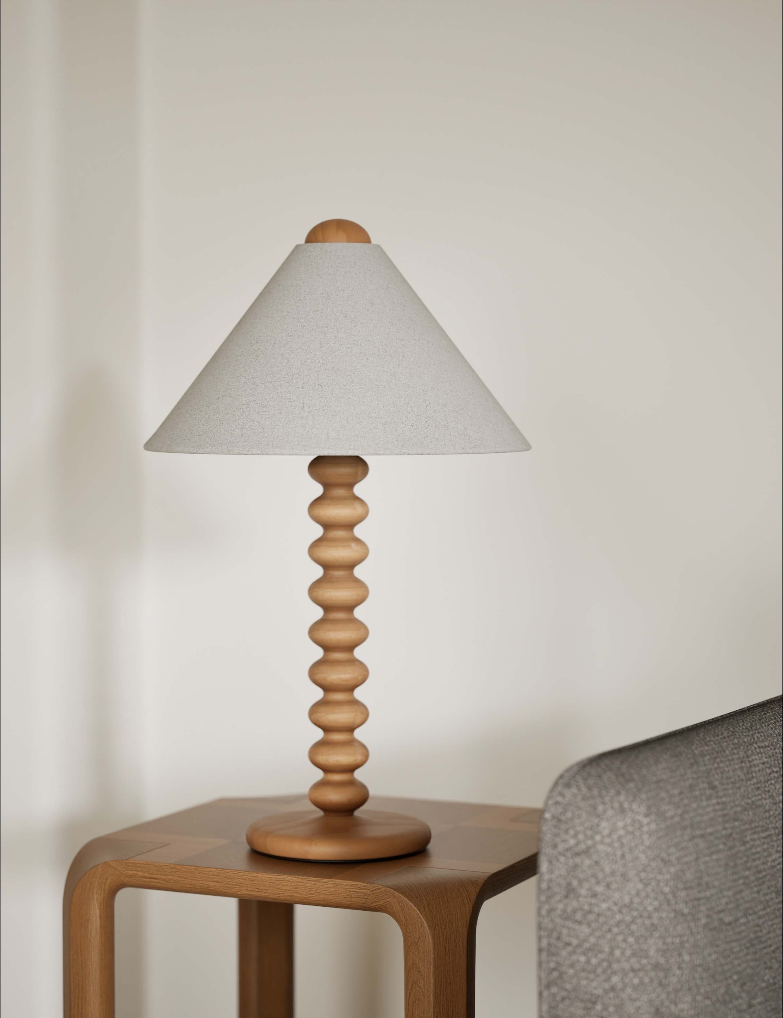 Evelyn Wooden Bobbin Table Lamp 1 of 5