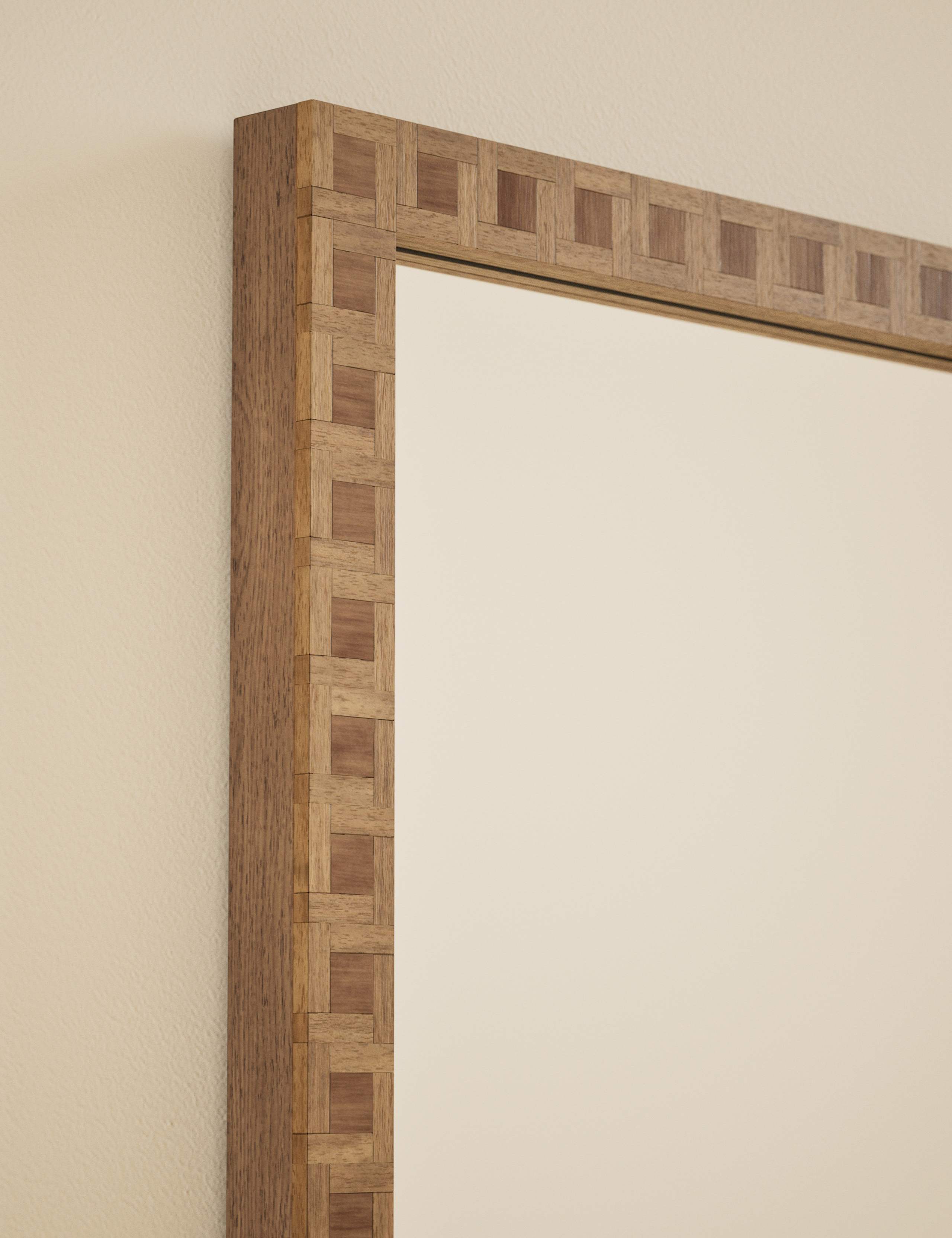 Hugo Marquetry Wood Rectangular Wall Mirror 4 of 6