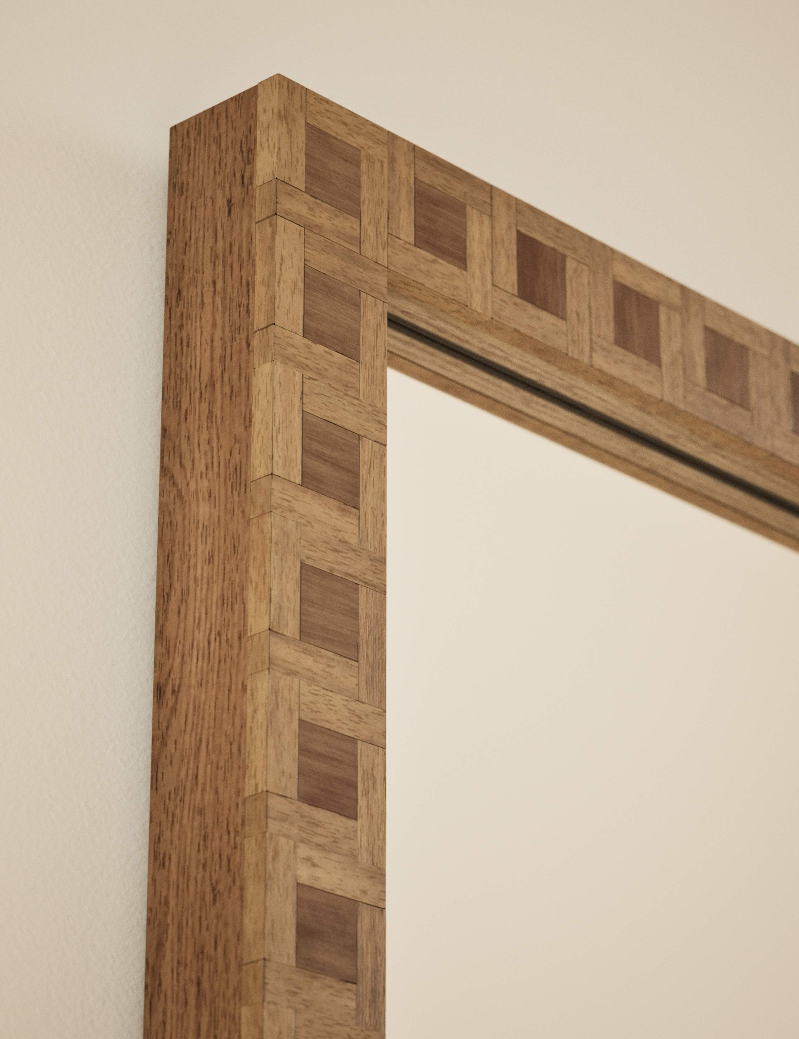 Hugo Marquetry Wood Rectangular Wall Mirror 5 of 6