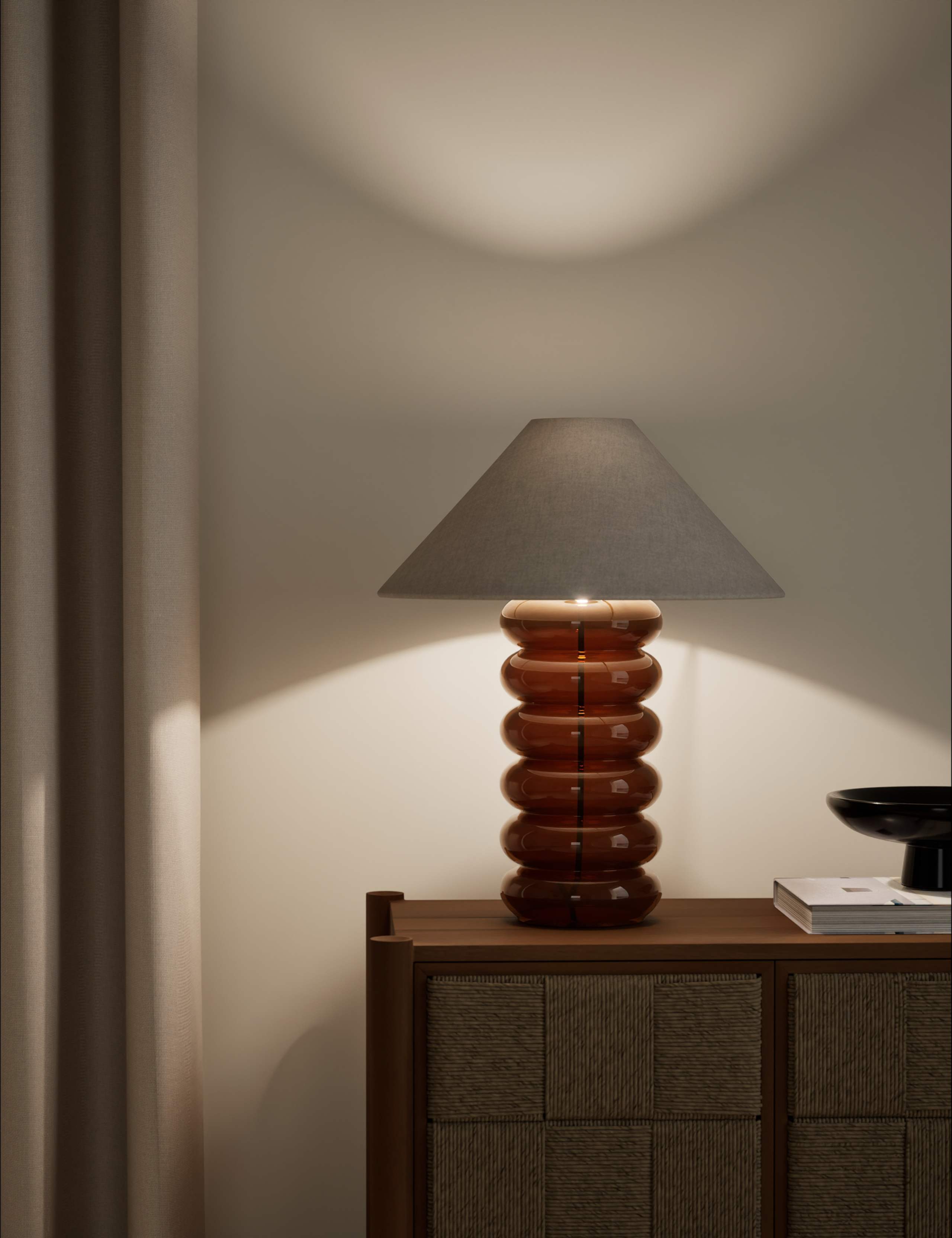 Glass Ribbed Table Lamp 2 of 6