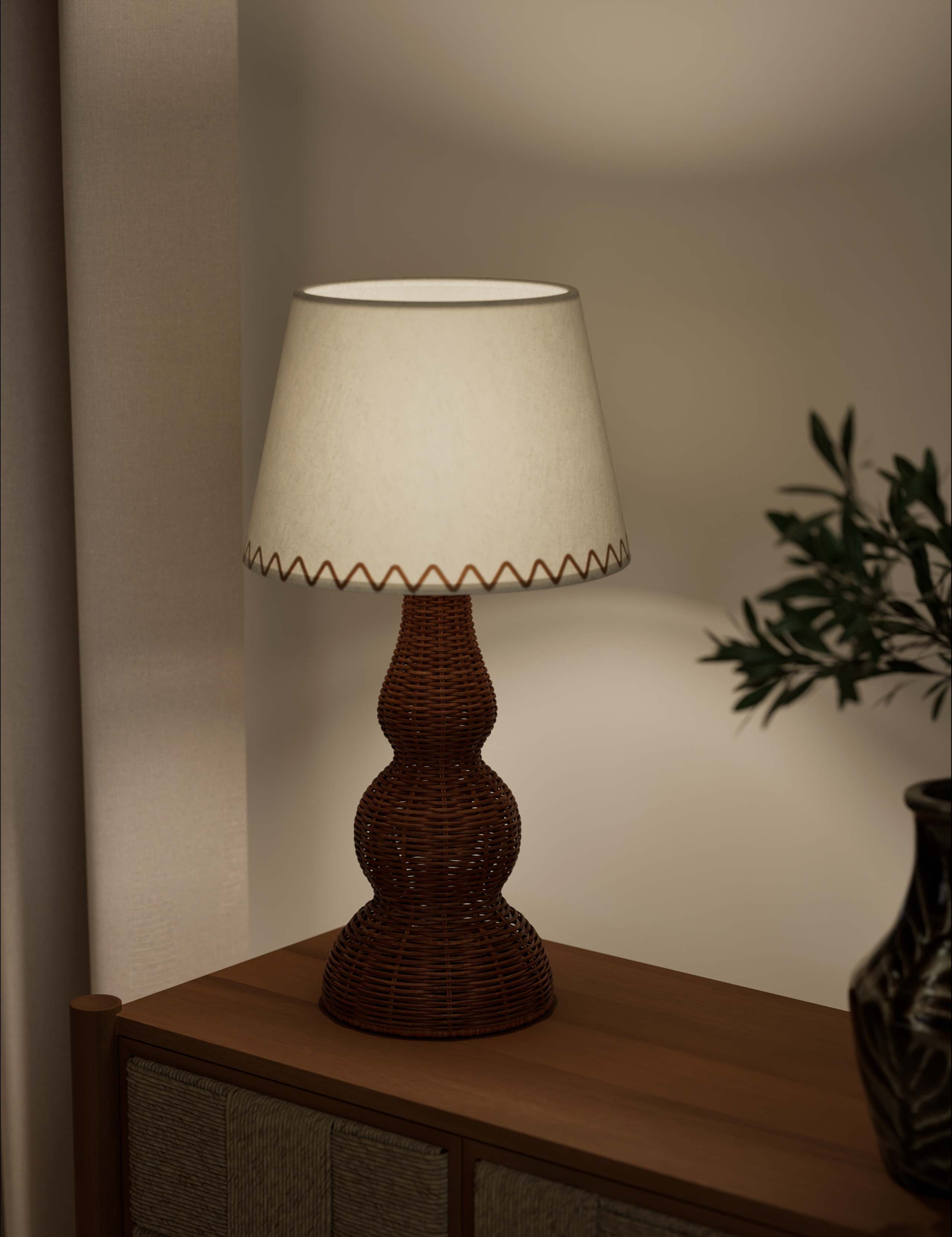 Wicker Graduated Base Table Lamp 2 of 6
