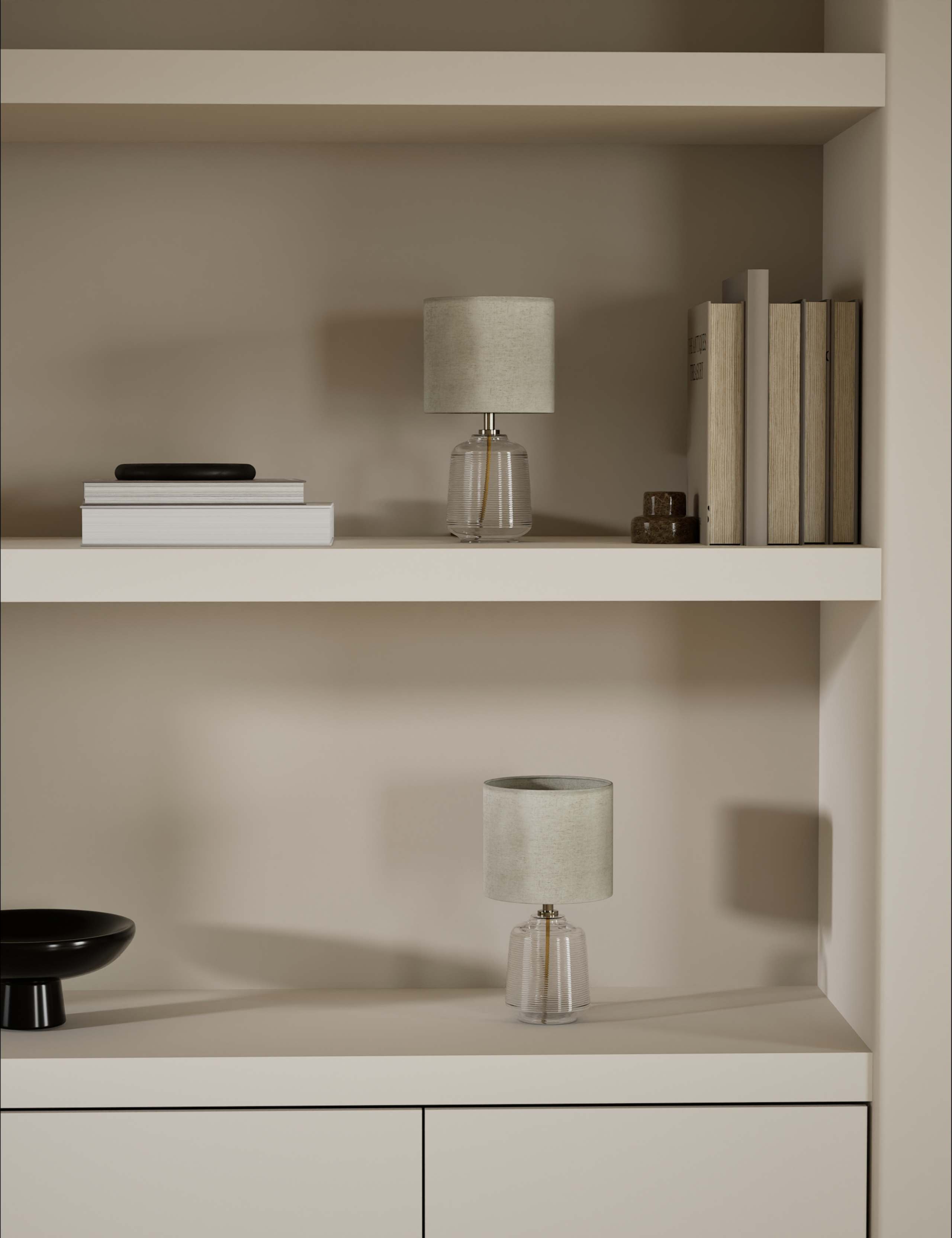 Set of 2 Ribbed Glass Small Table Lamps 1 of 5