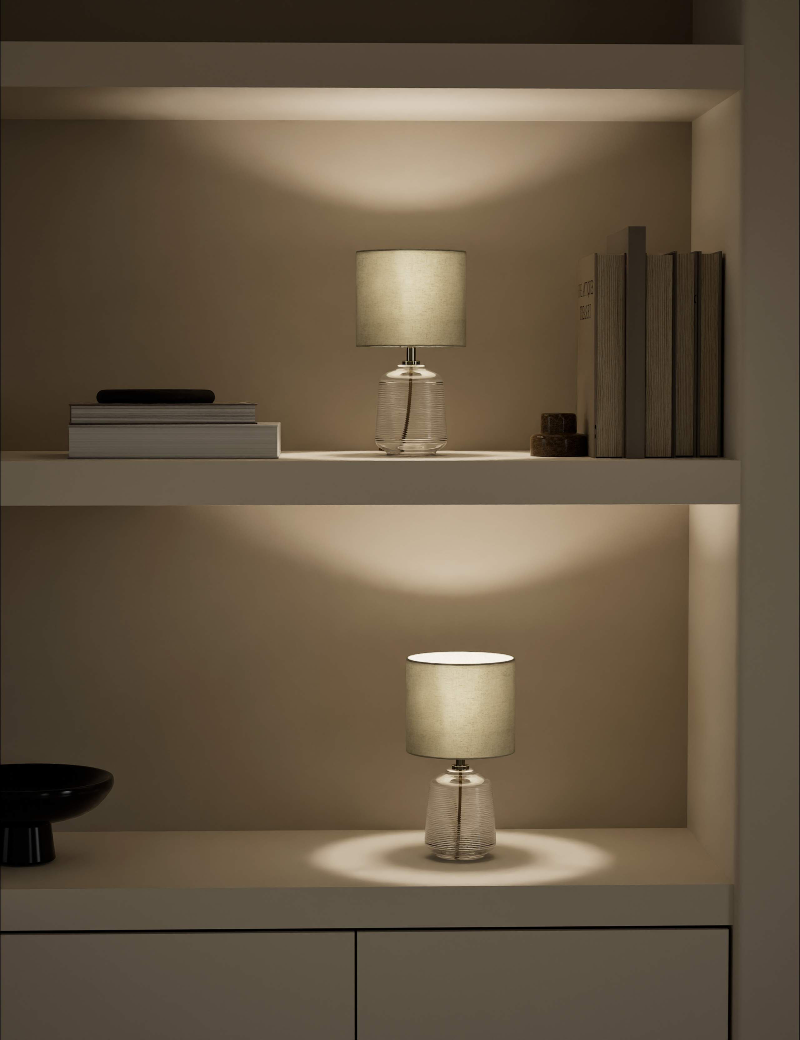 Set of 2 Ribbed Glass Small Table Lamps 2 of 5