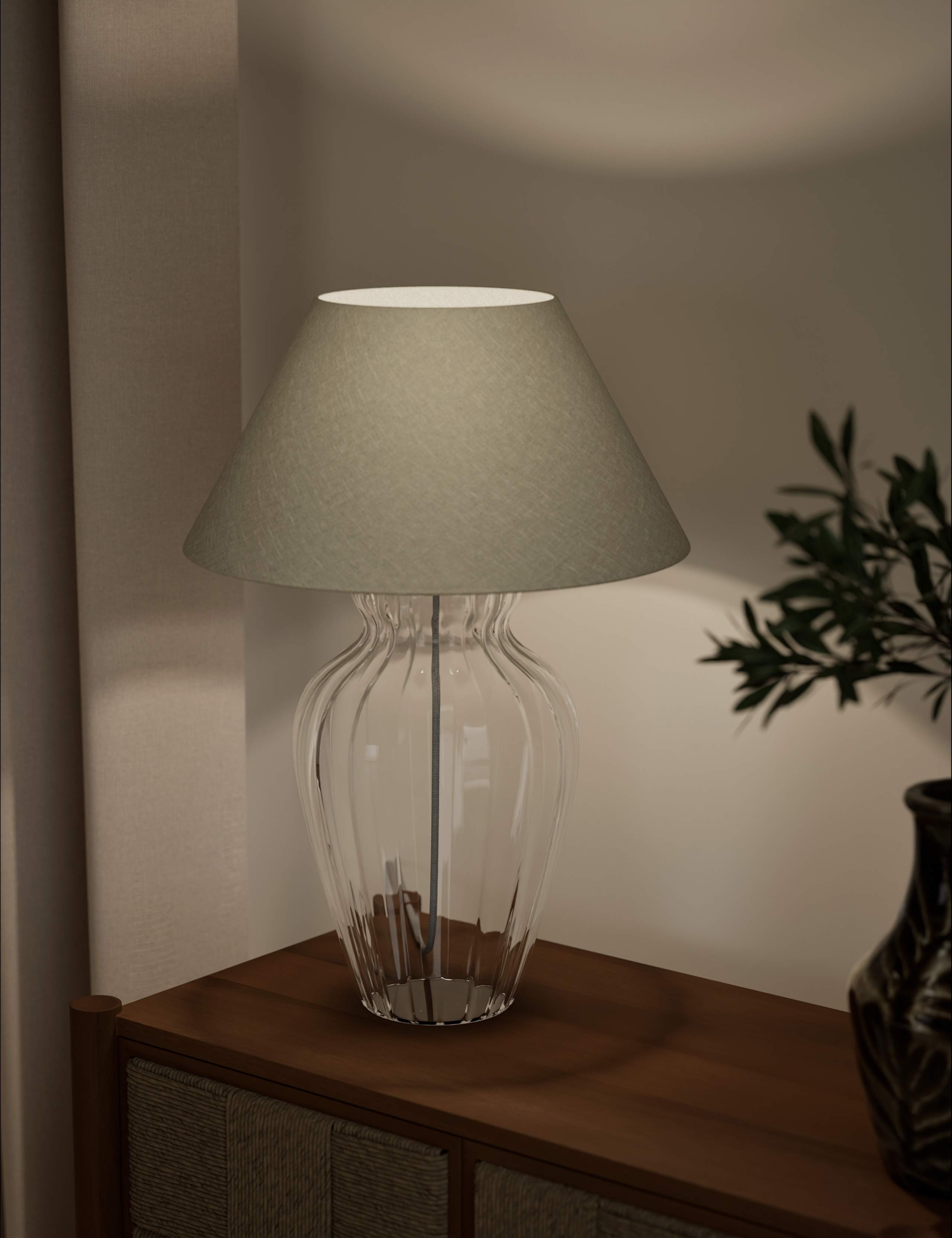 Glass Fluted Table Lamp 2 of 5