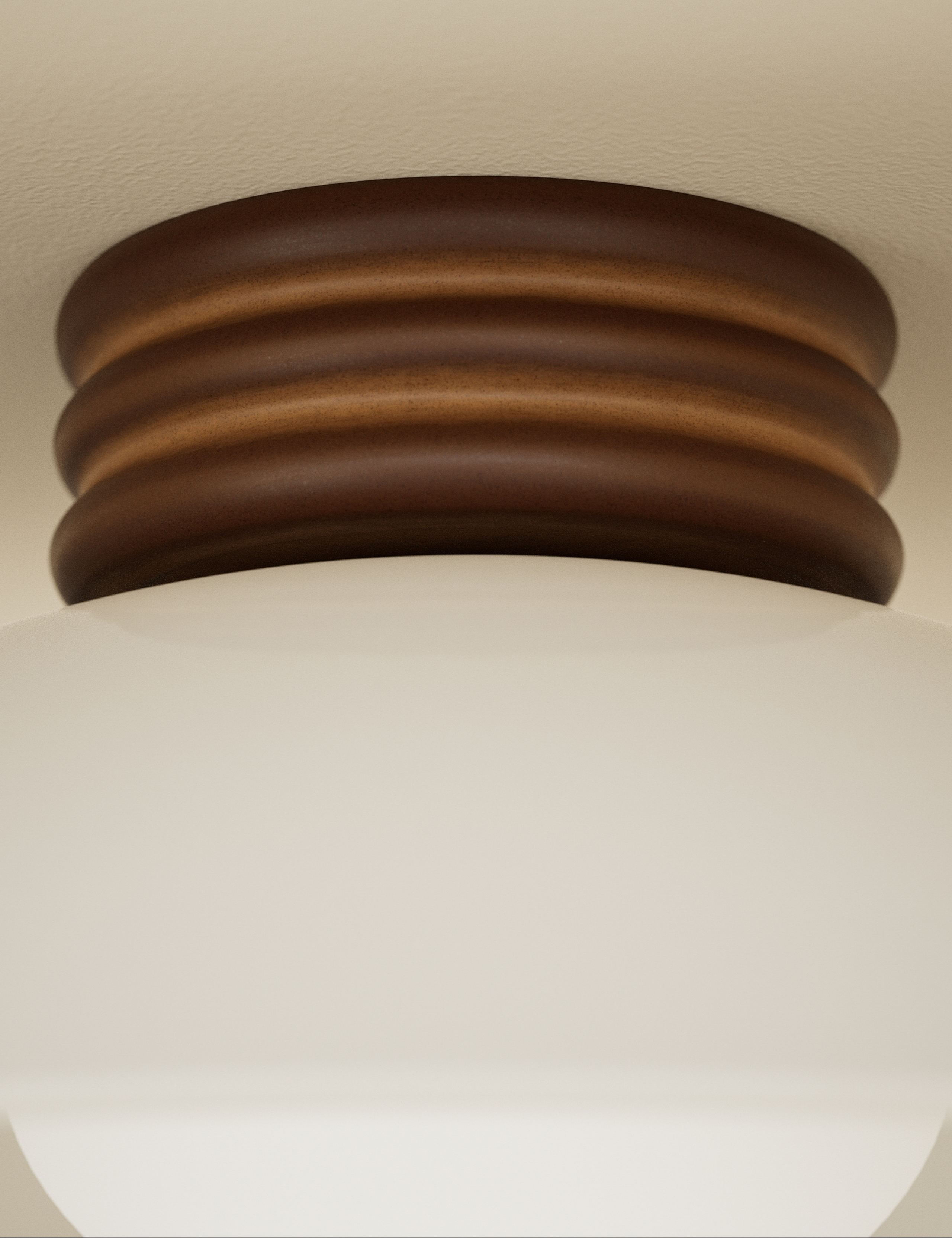 Retro Wooden Ribbed Flush Ceiling Light 2 of 3