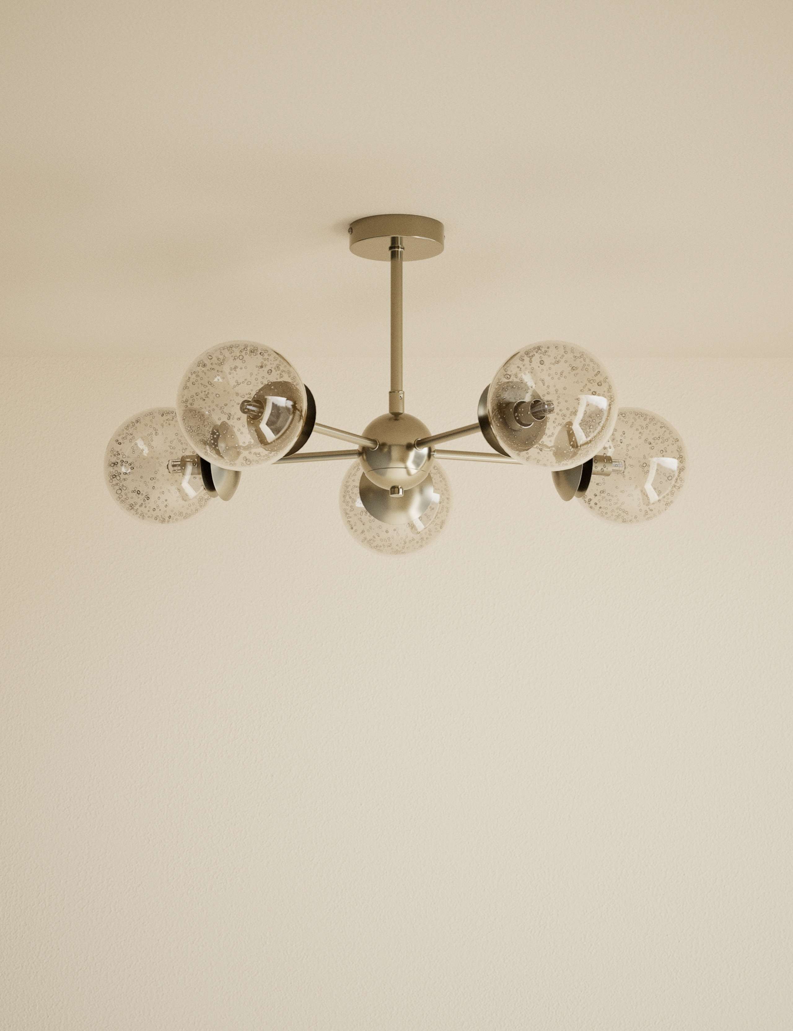 Sputnik Bubble Glass 5 Arm Flush Ceiling Light 3 of 5
