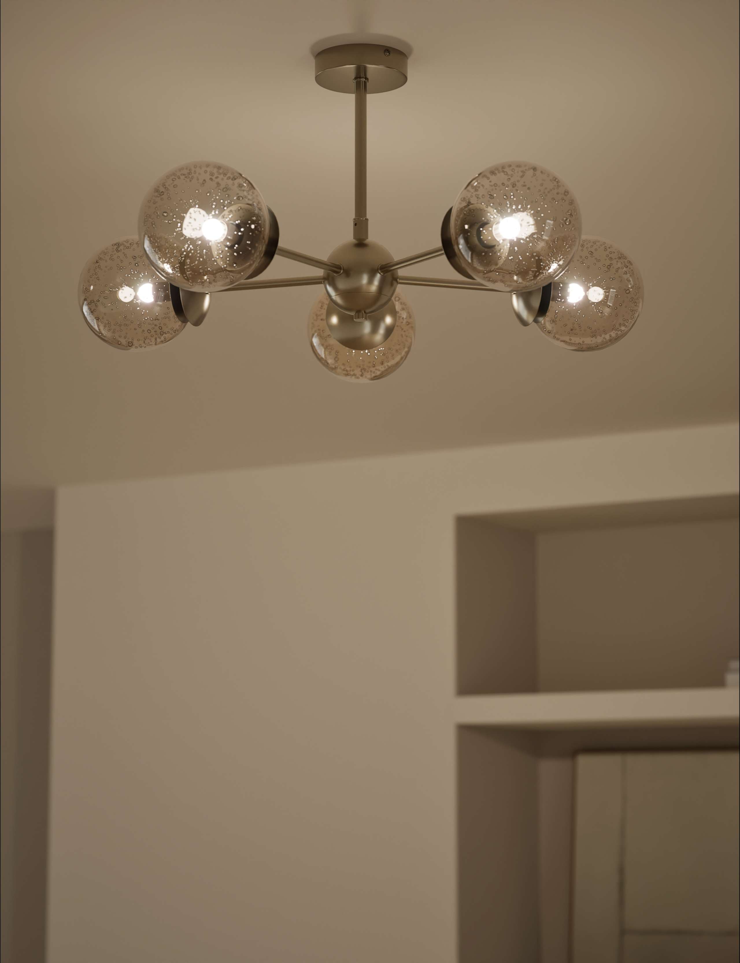 Sputnik Bubble Glass 5 Arm Flush Ceiling Light 2 of 5