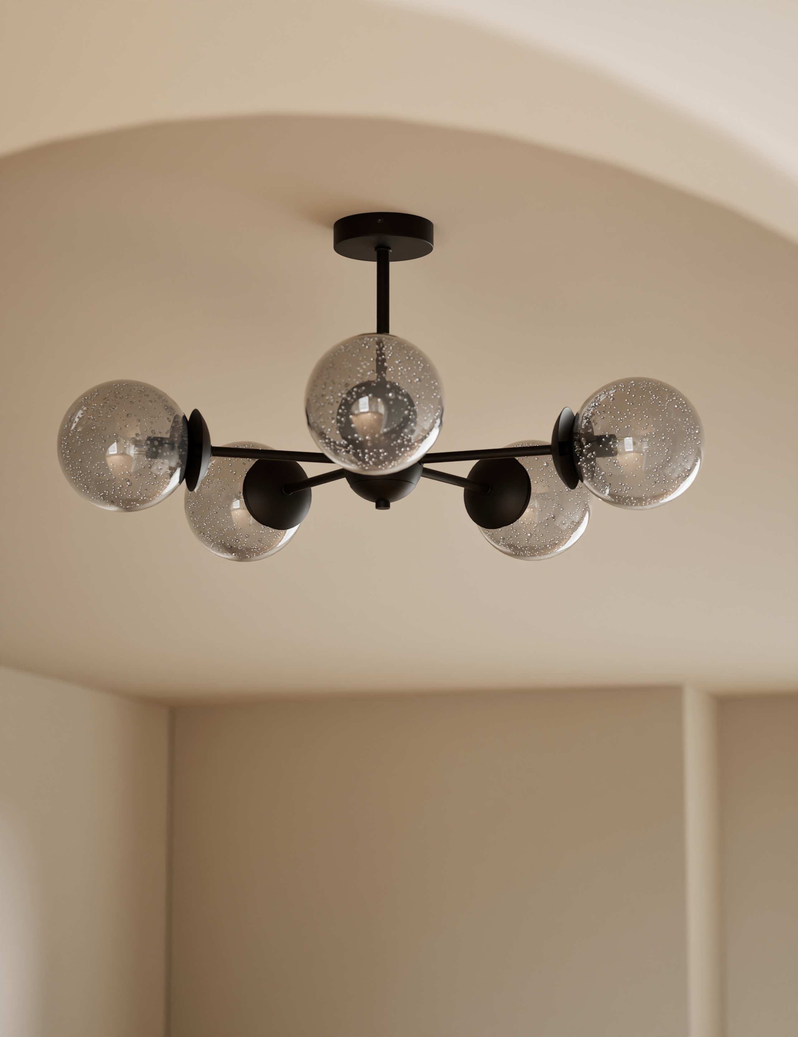 Sputnik Bubble Glass 5 Arm Flush Ceiling Light 3 of 5