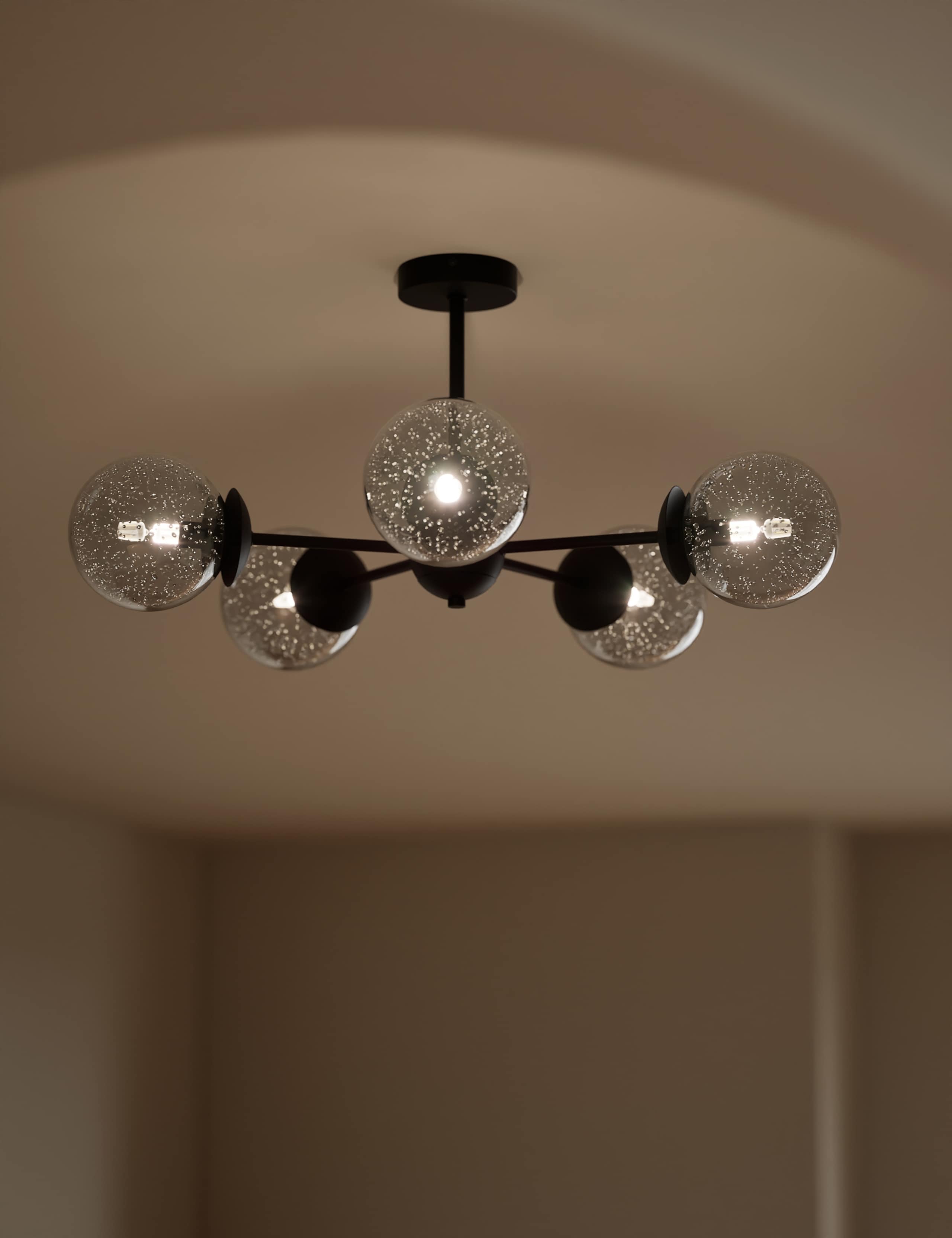 Sputnik Bubble Glass 5 Arm Flush Ceiling Light 2 of 5