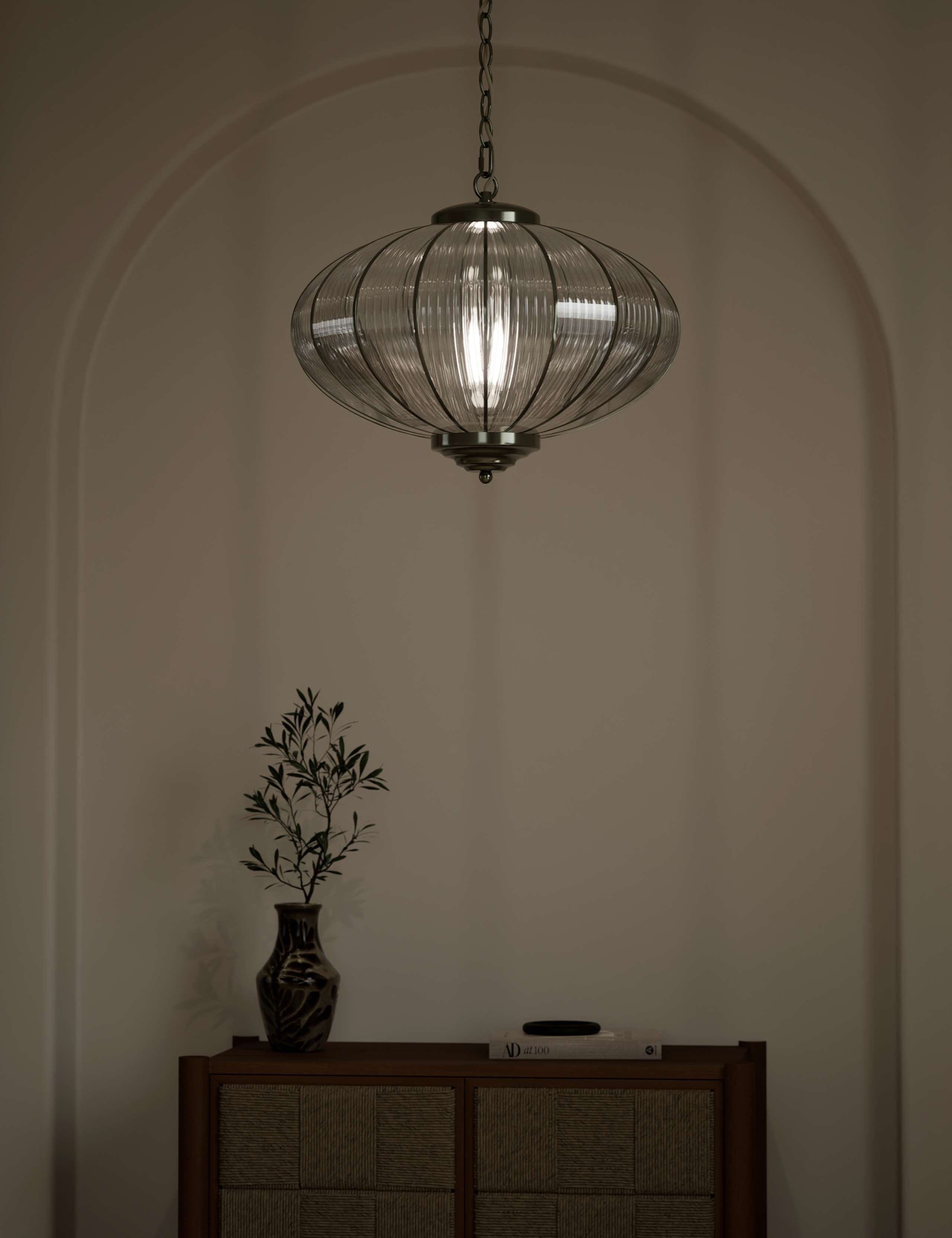 Gemball Glass Ribbed Pendant Light 2 of 6