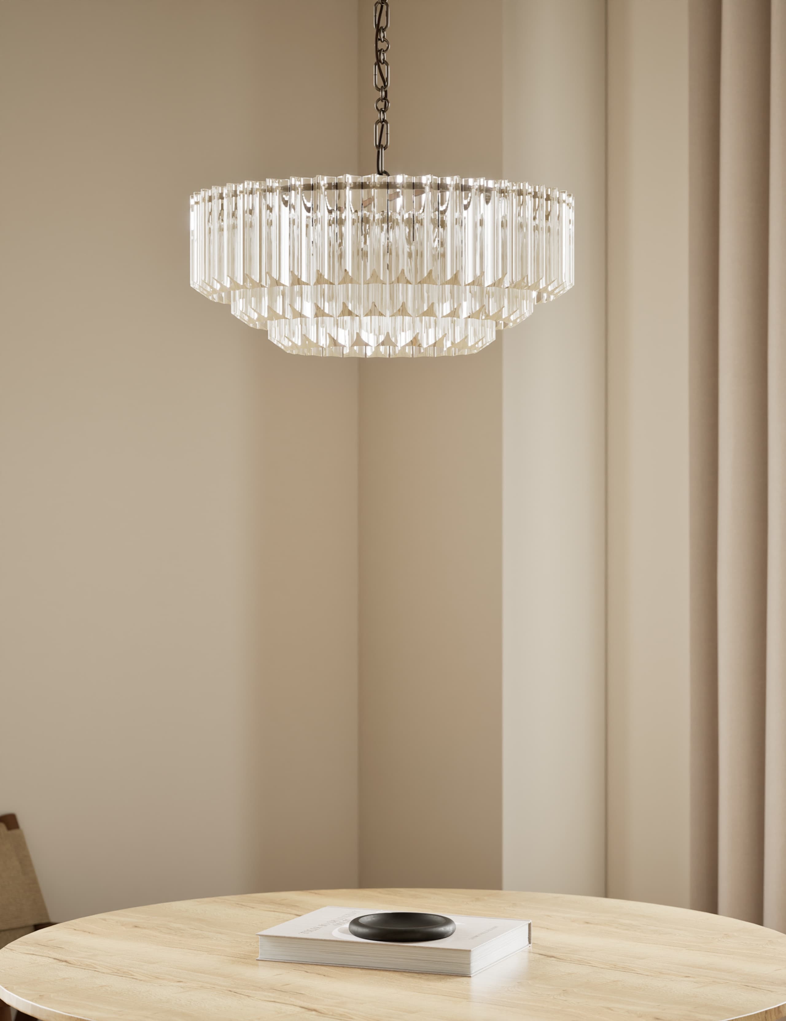 3 Tiered Glass Chandelier 4 of 8