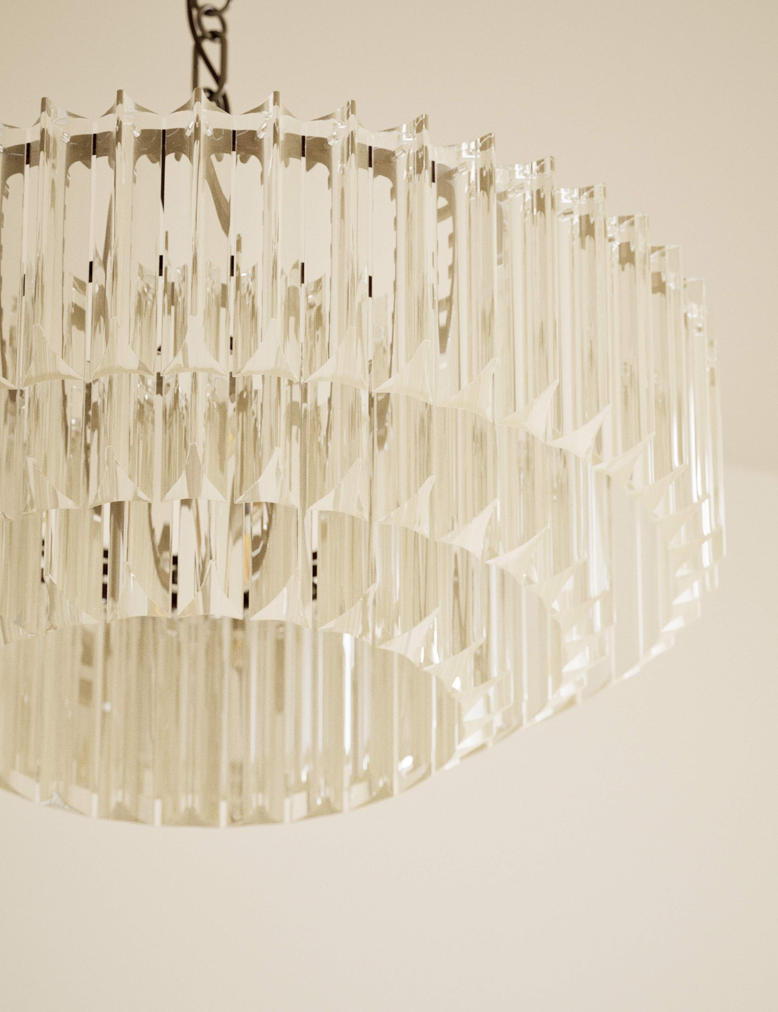 3 Tiered Glass Chandelier 7 of 8