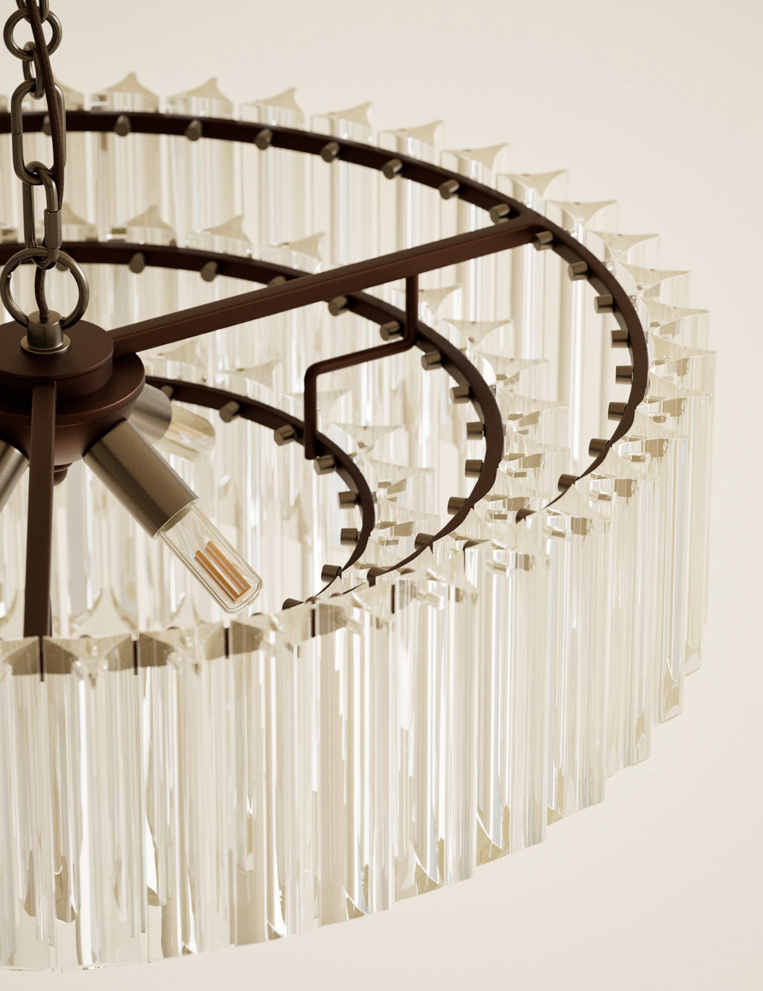 3 Tiered Glass Chandelier 8 of 8