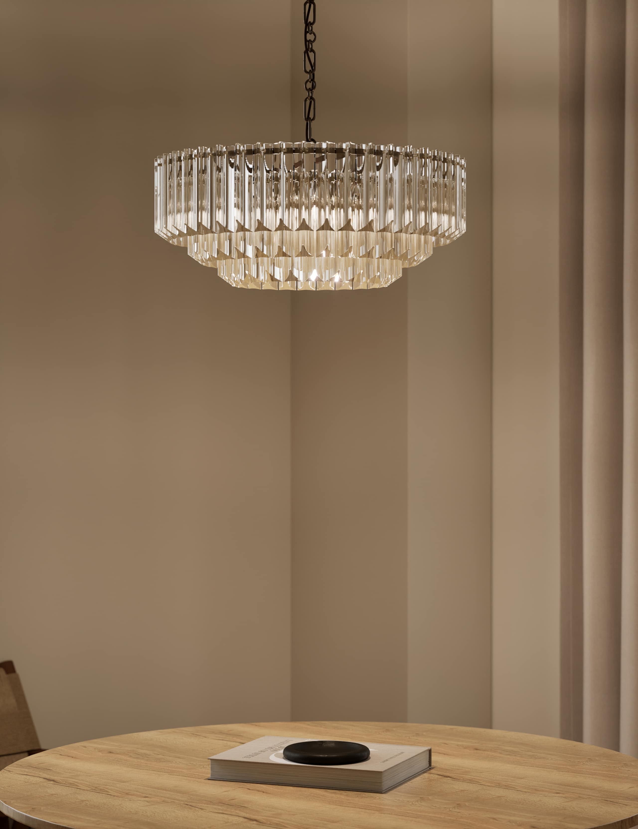 Glass 4 Light Tiered Chandelier 2 of 8