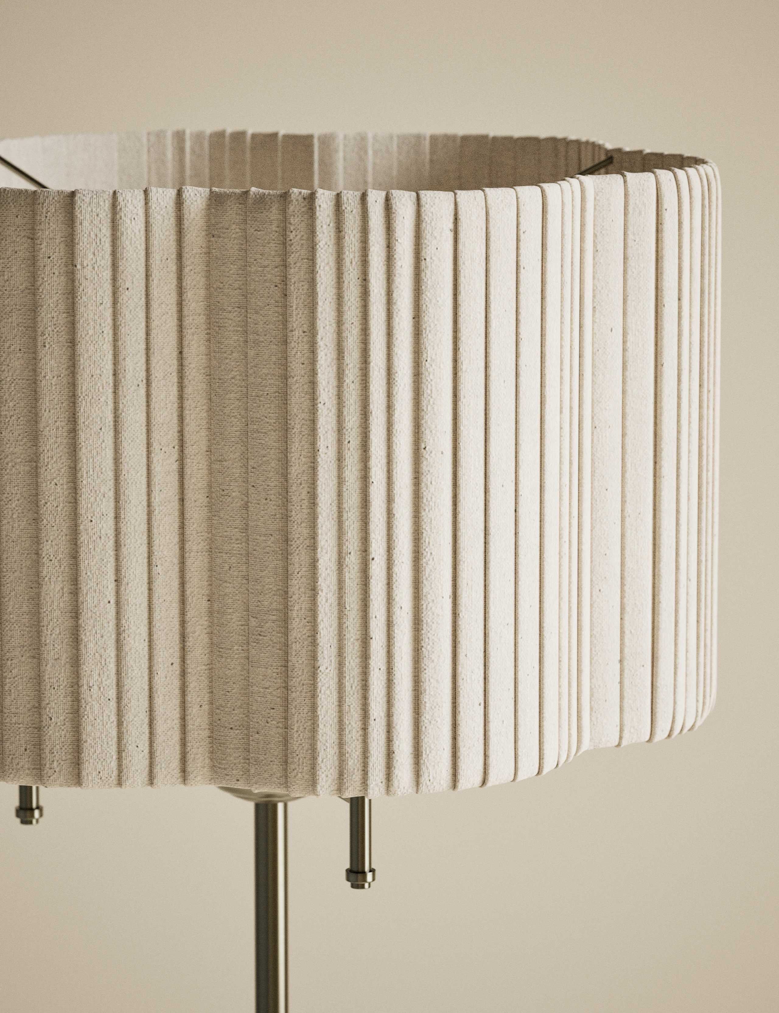 Scallop Pleated Shade Brass Base Floor Lamp 5 of 5