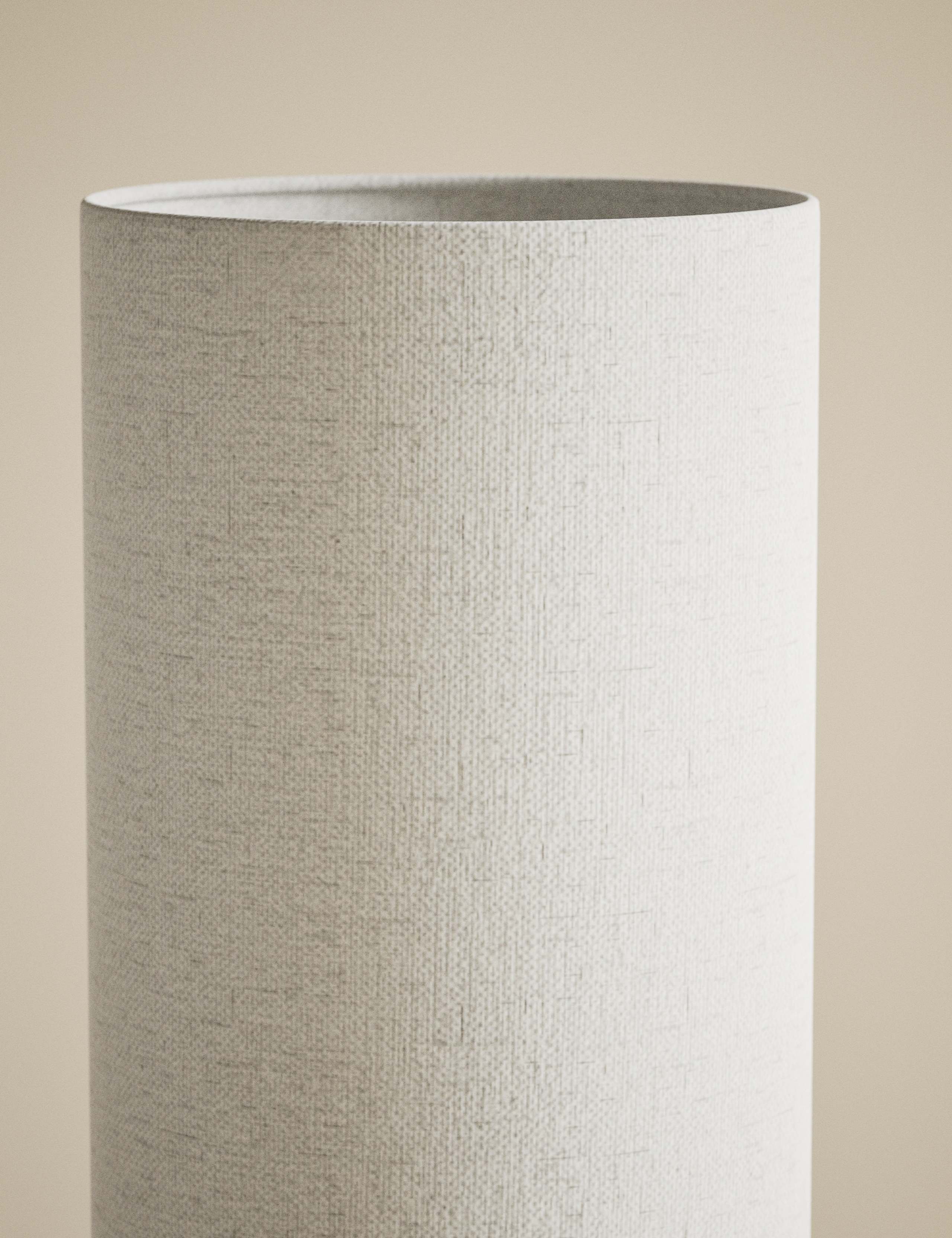 Fabric Cylinder Shade Wood Base Floor Lamp 5 of 5