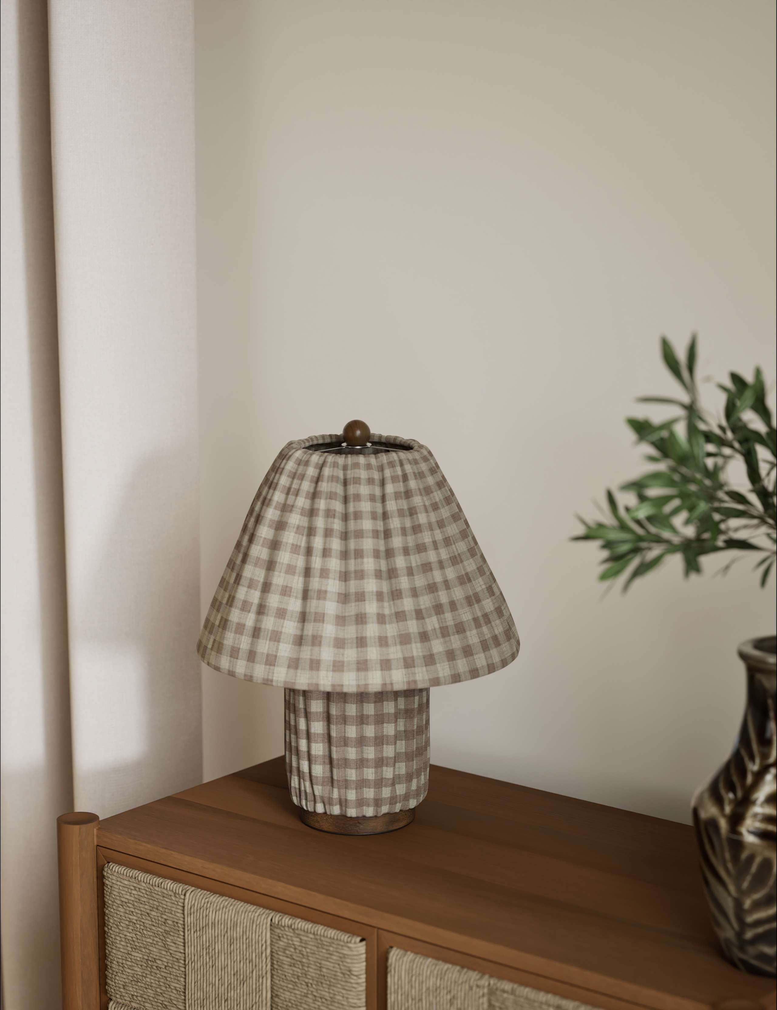 Full Pleat Gingham Table Lamp 1 of 5