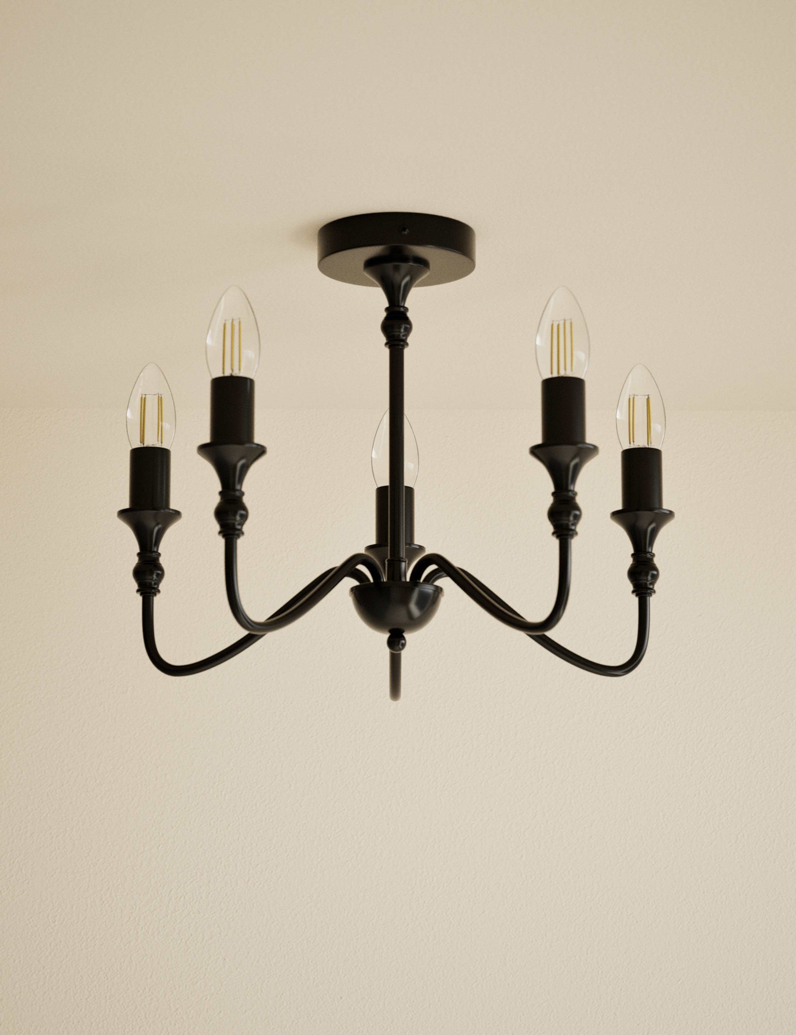 Metal 5 Light Flush Chandelier 3 of 5