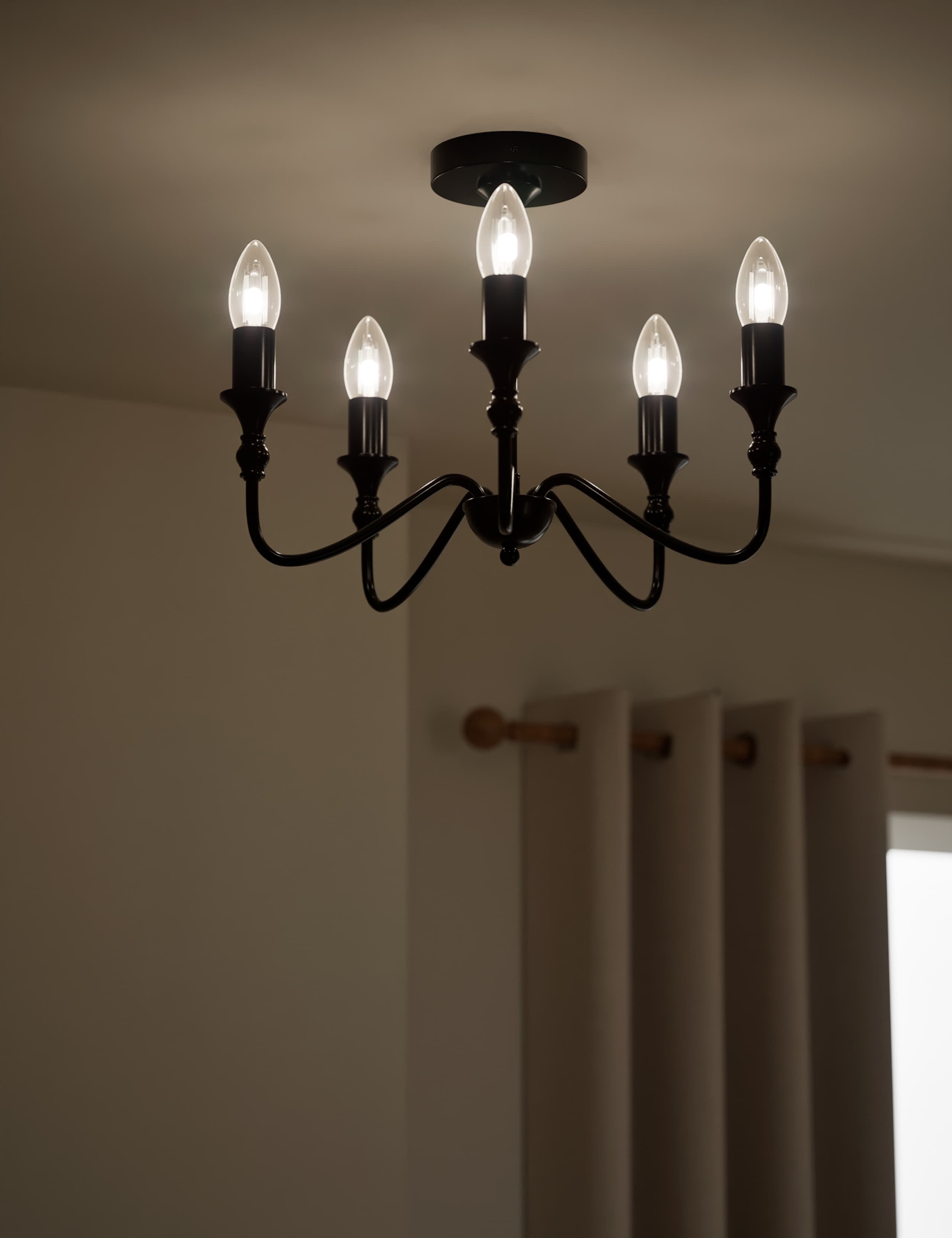 Metal 5 Light Flush Chandelier 2 of 5