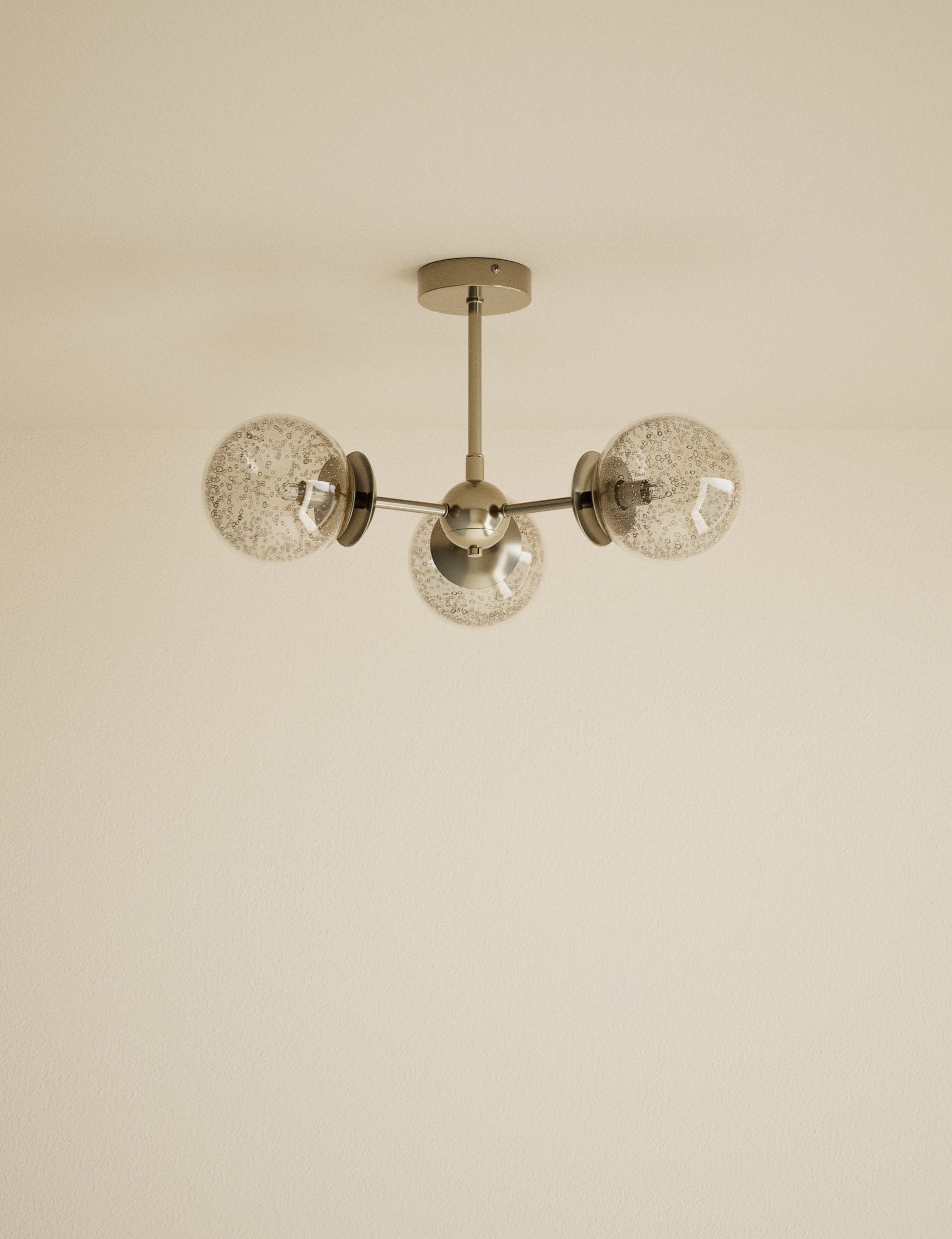 Sputnik Bubble Glass 3 Arm Flush Ceiling Light 3 of 5