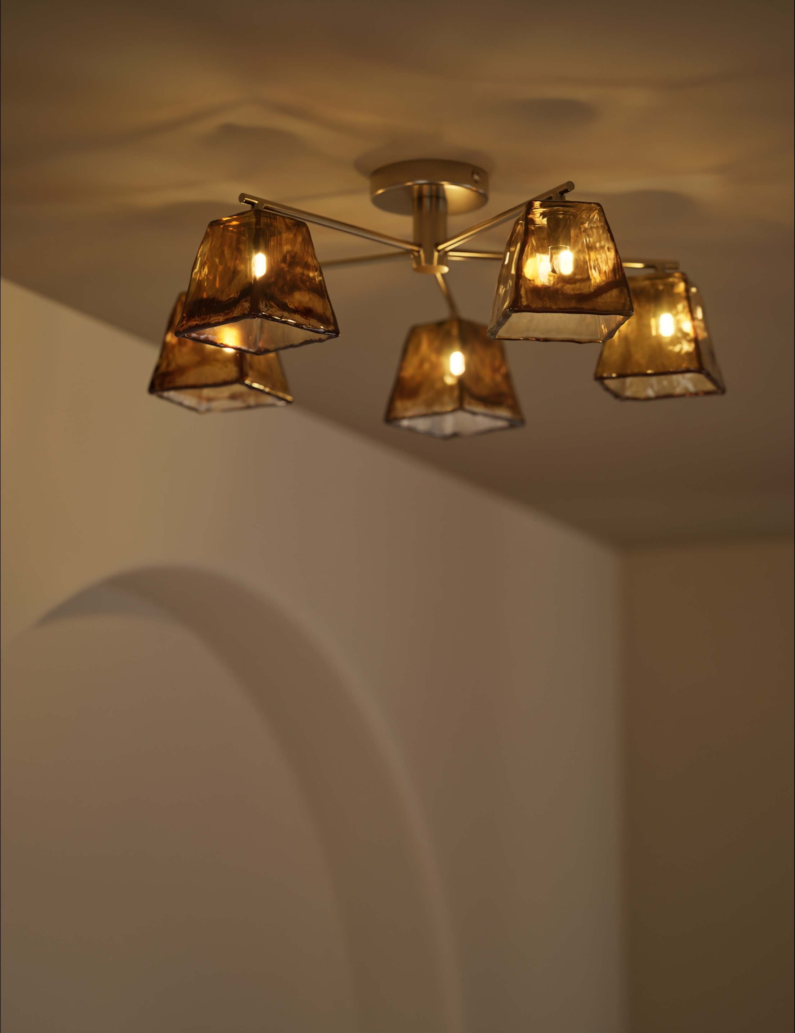 Glass 5 Light Flush Ceiling Light 2 of 7