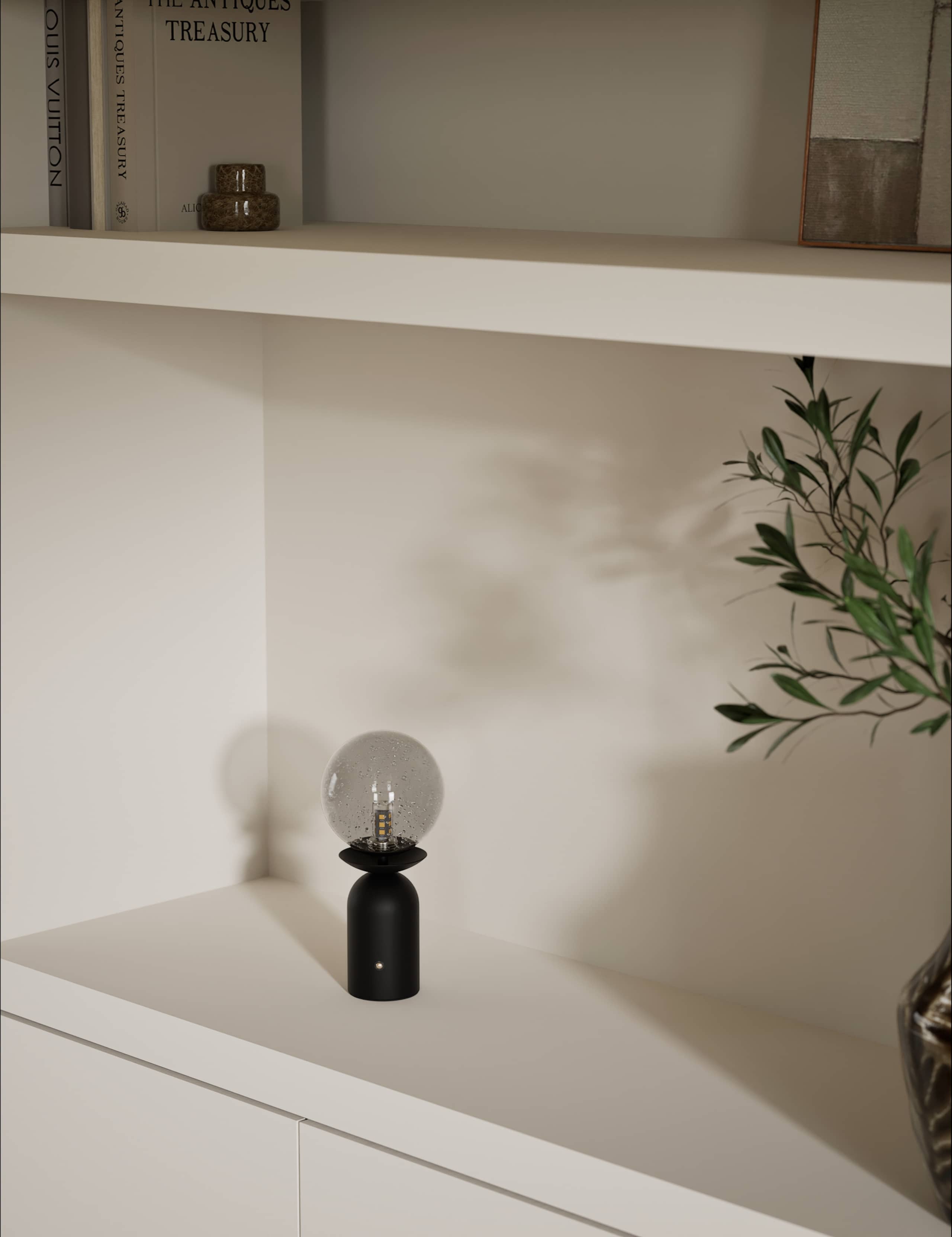 Rechargeable Bubble Glass Globe Table Lamp 1 of 5