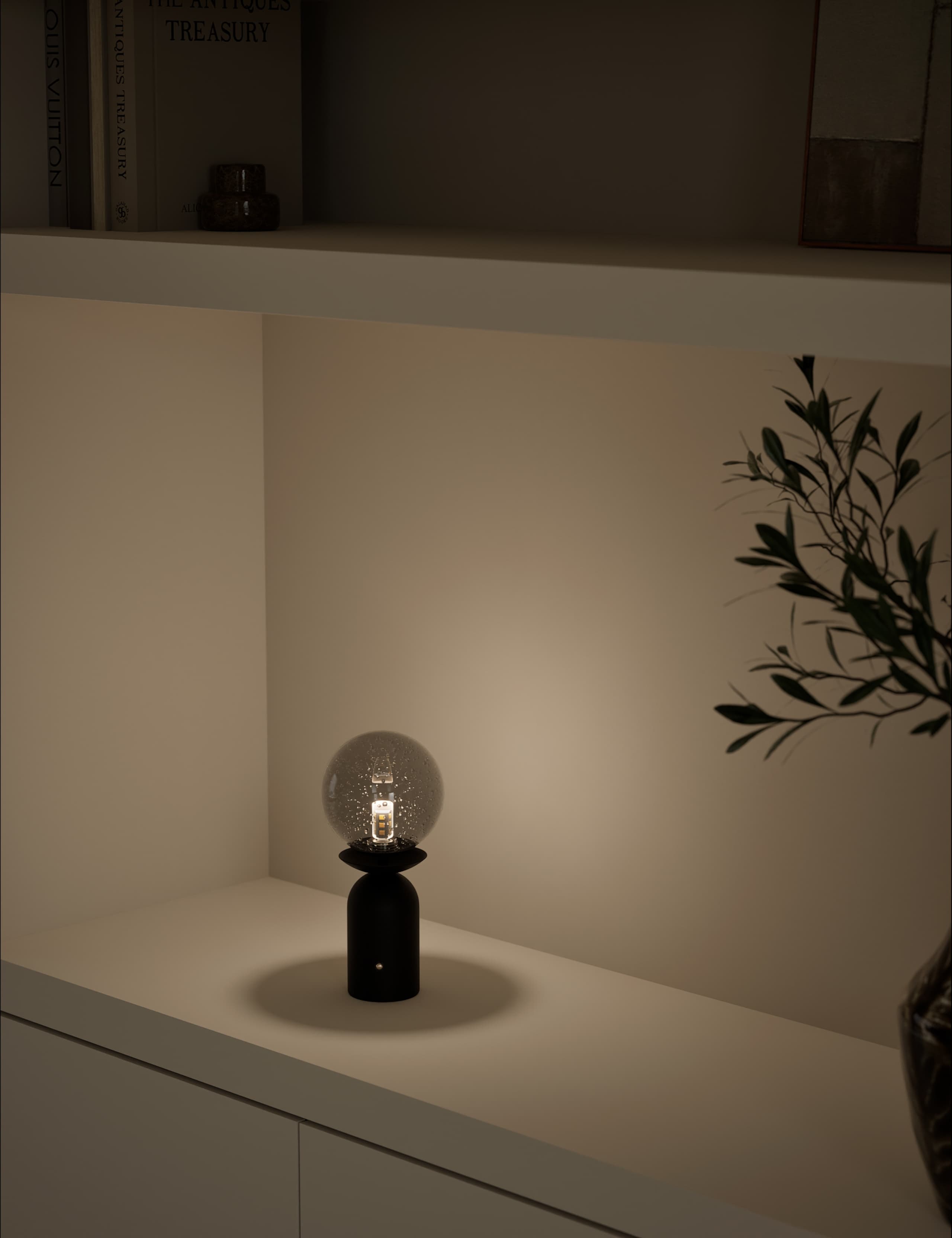 Rechargeable Bubble Glass Globe Table Lamp 2 of 5