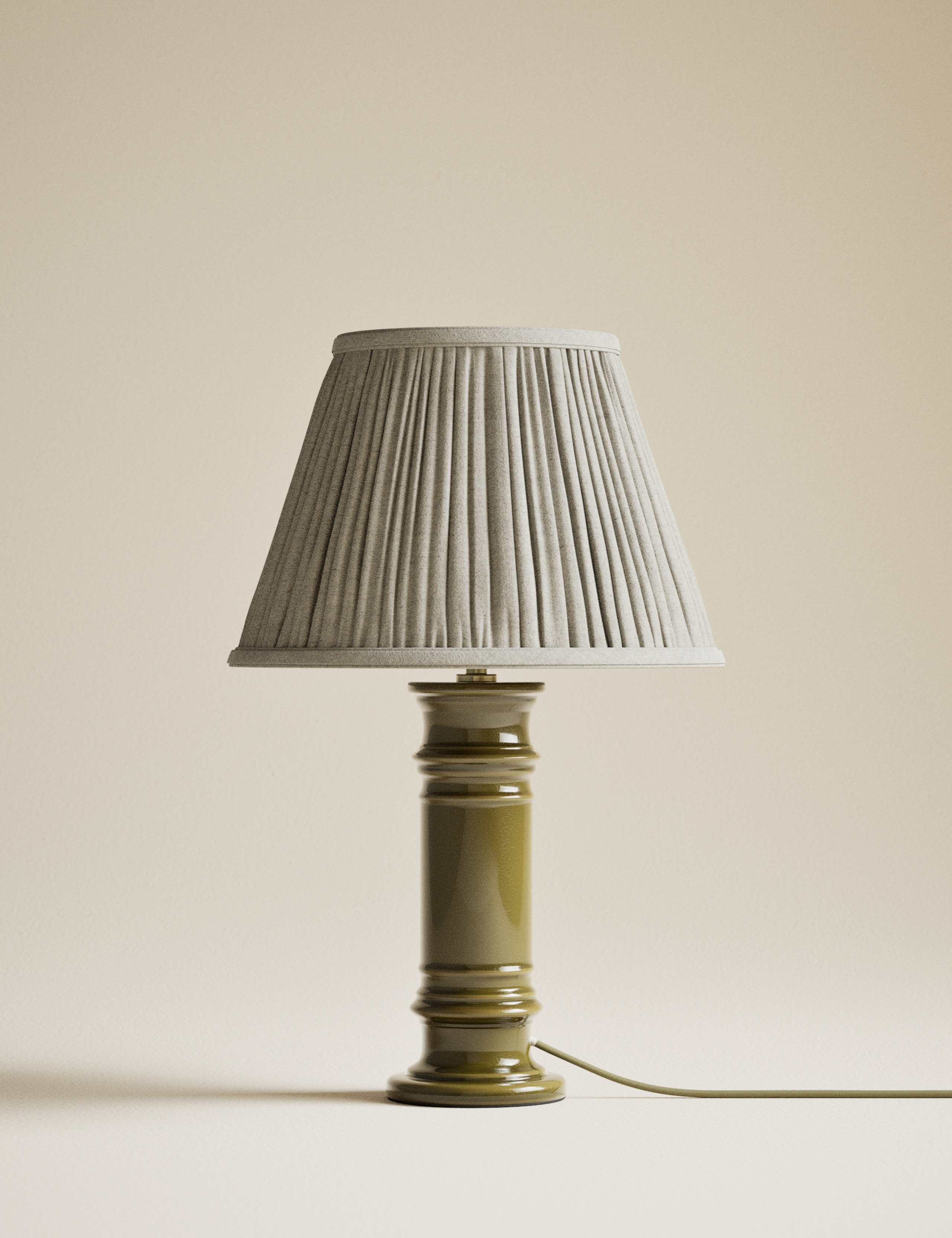 Ceramic Column Frill Shade Table Lamp 1 of 5
