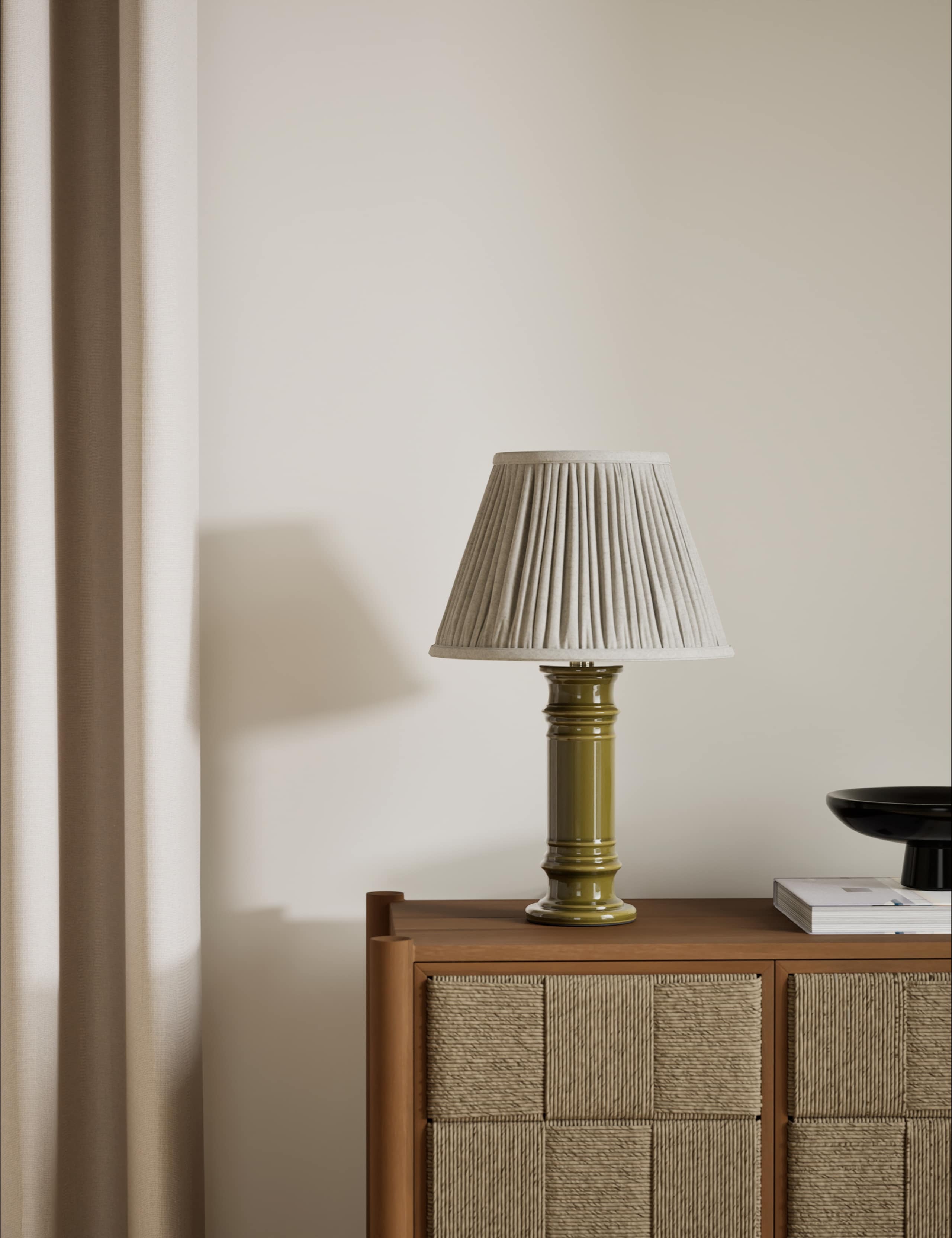 Ceramic Column Frill Shade Table Lamp 3 of 5
