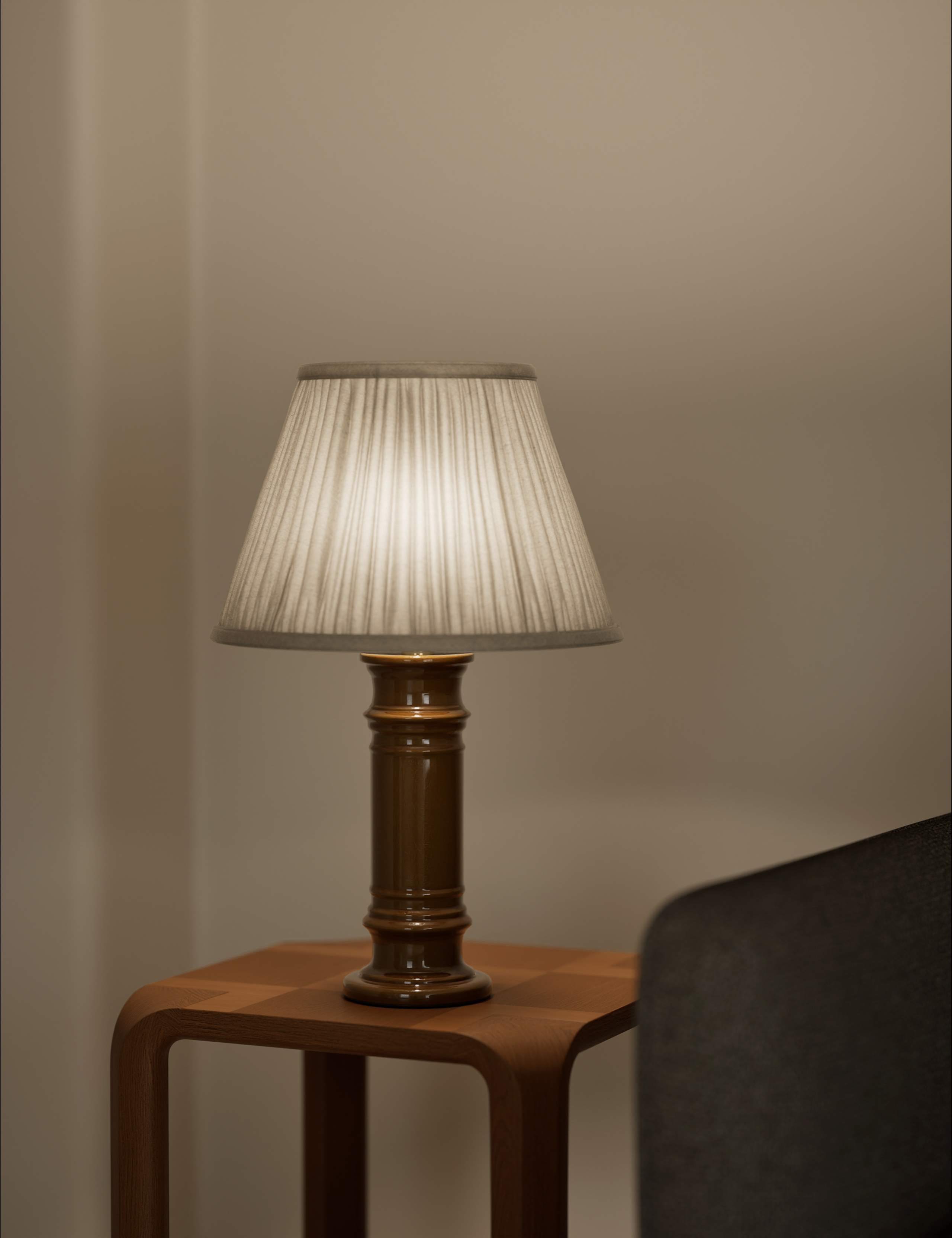 Ceramic Column Frill Shade Table Lamp 2 of 5