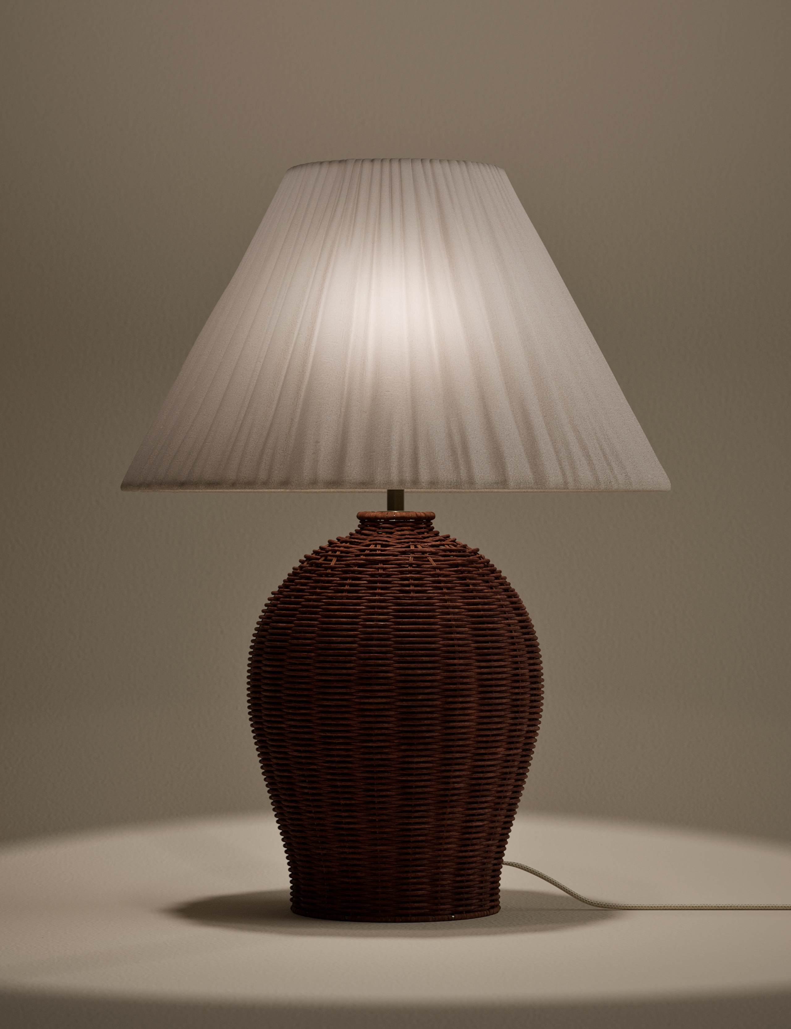 Wicker Pleated Shade Table Lamp 2 of 4