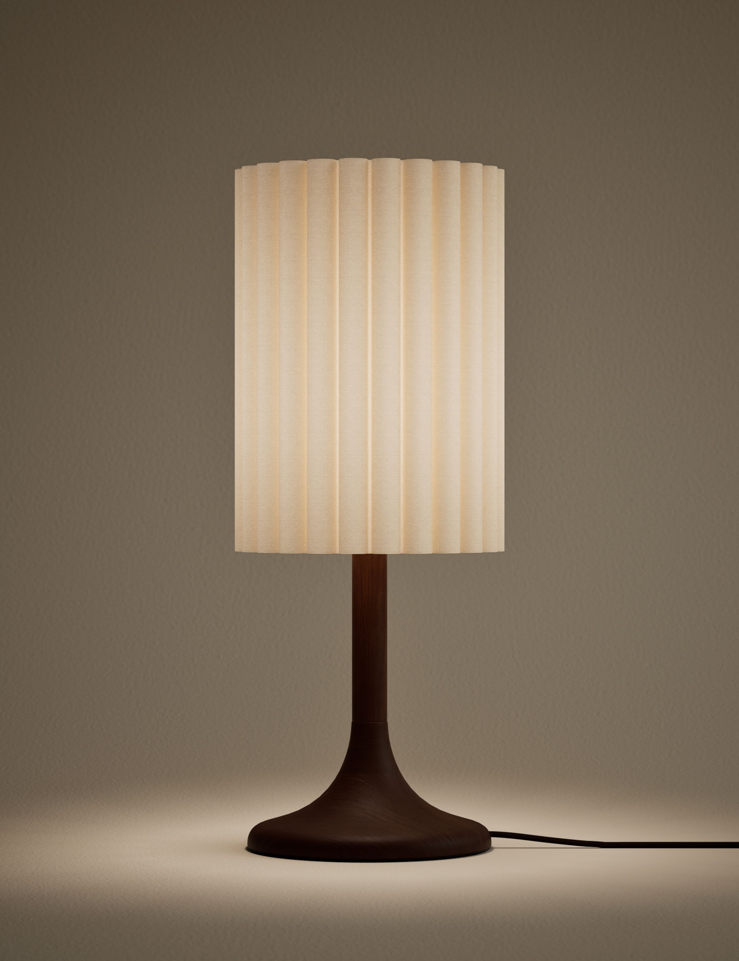 Scalloped Shade Wooden Base Tall Table Lamp 2 of 4