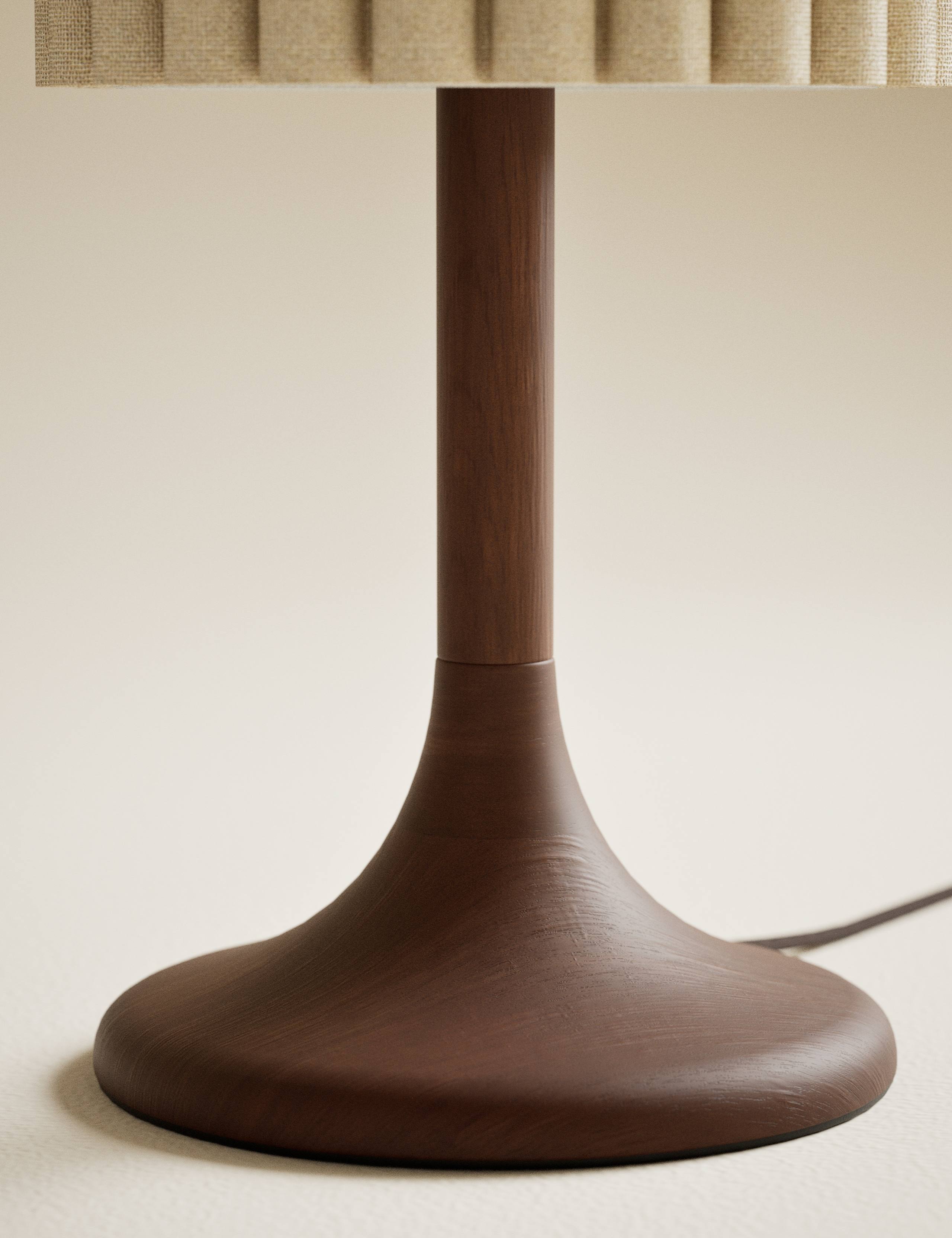 Scalloped Shade Wooden Base Tall Table Lamp 4 of 4