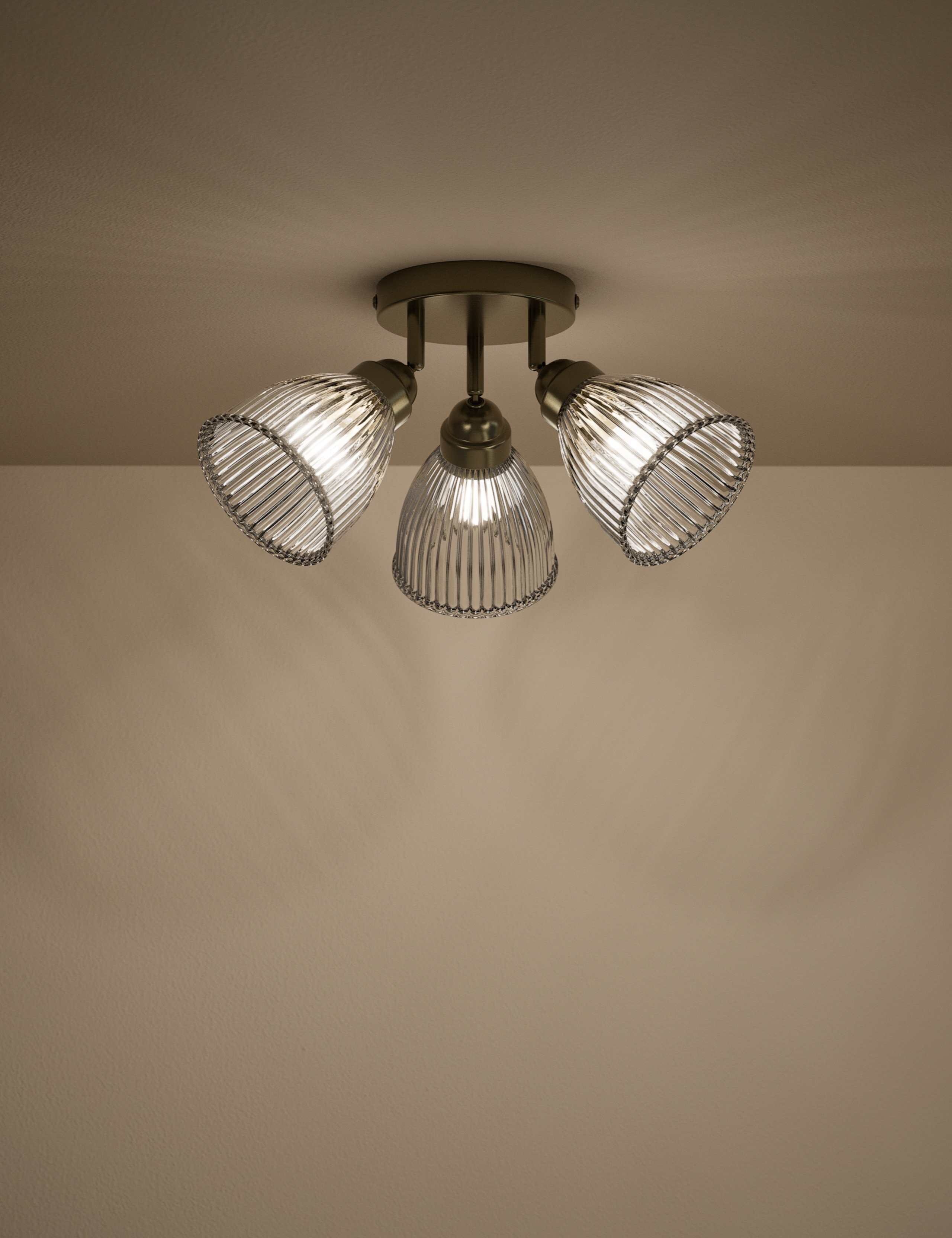 Florence 3 Light Ribbed Flush Ceiling Light 2 of 4