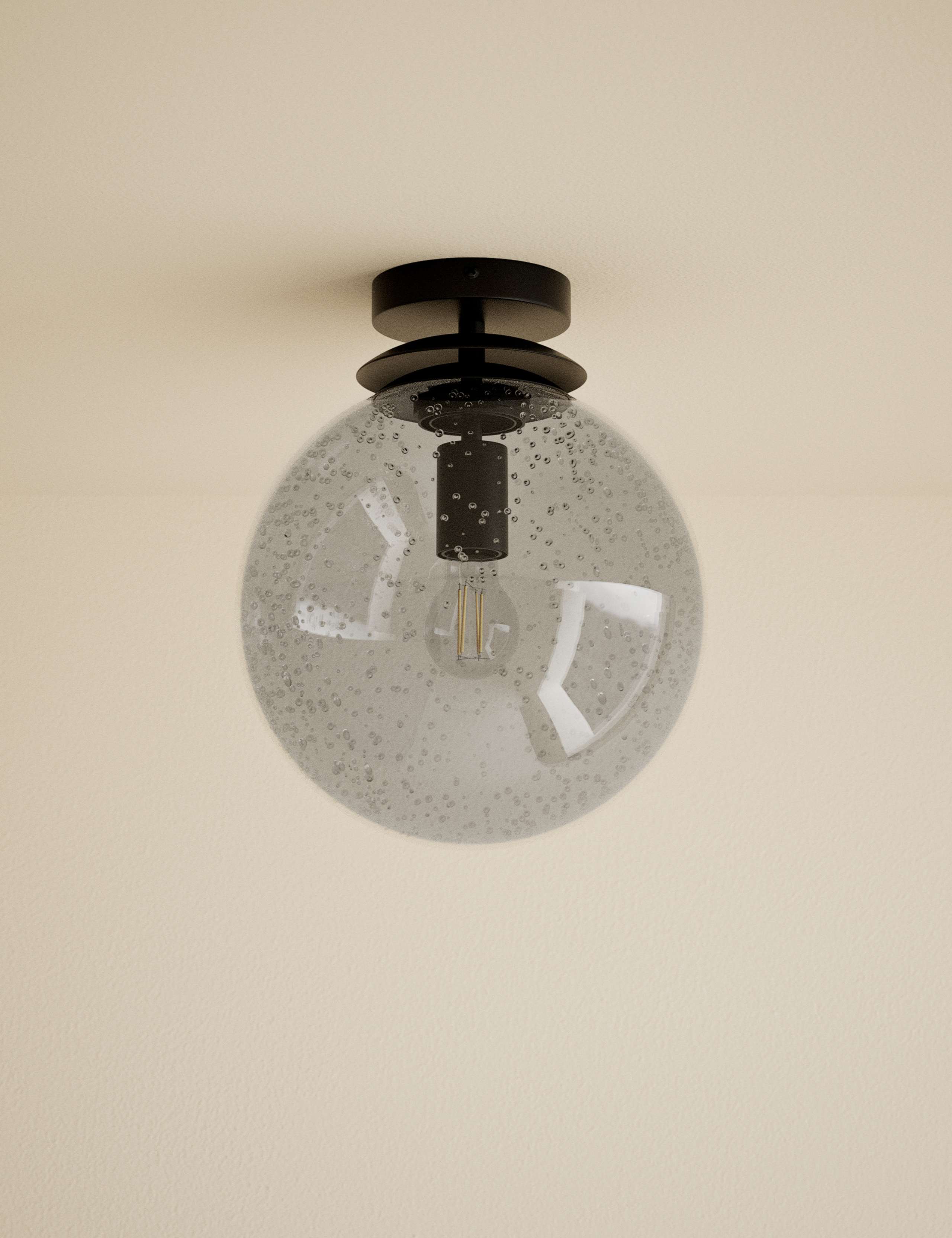 Bubble Glass Globe Flush Ceiling Light 1 of 4