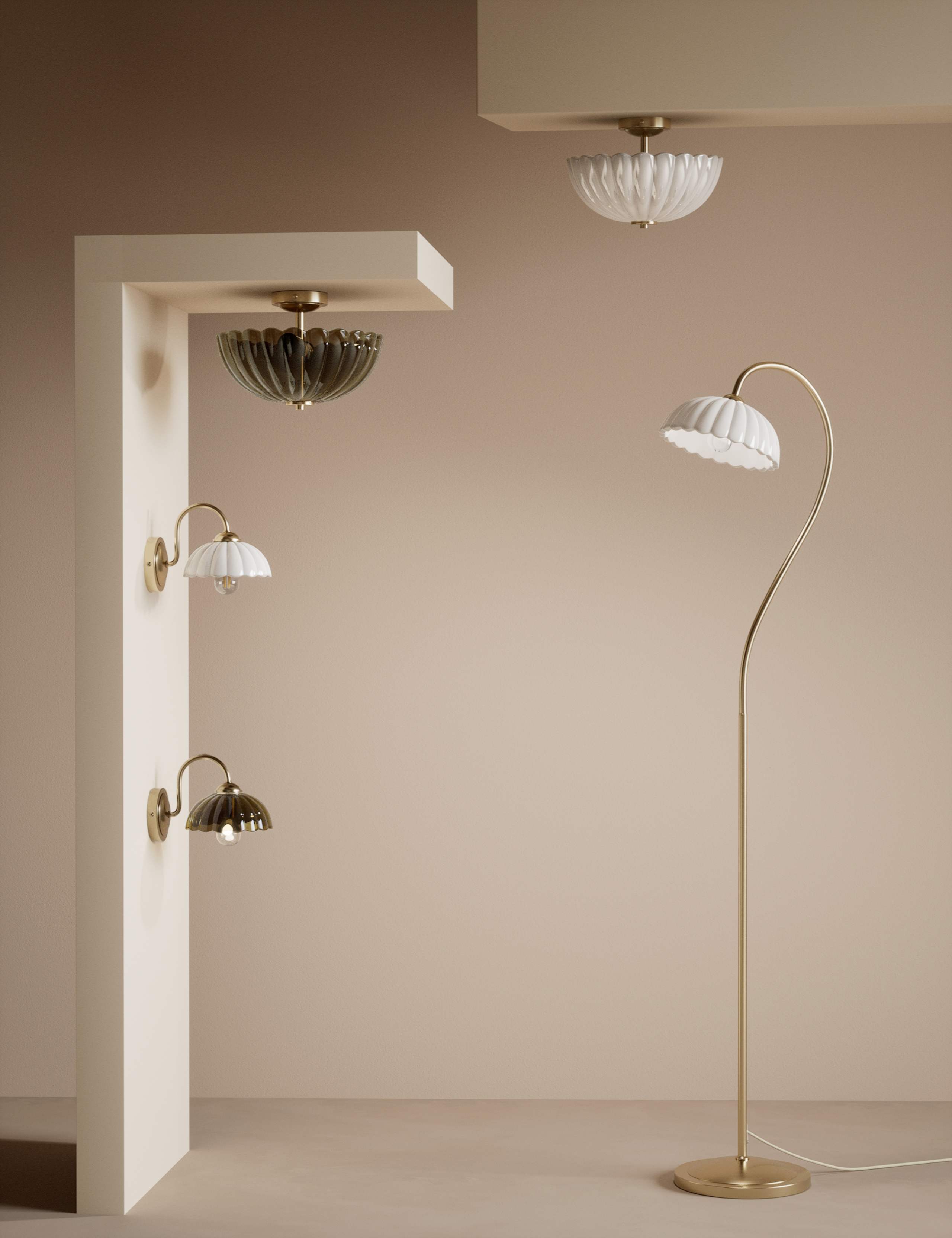 Scallop Uplighter Flush Ceiling Light 5 of 5