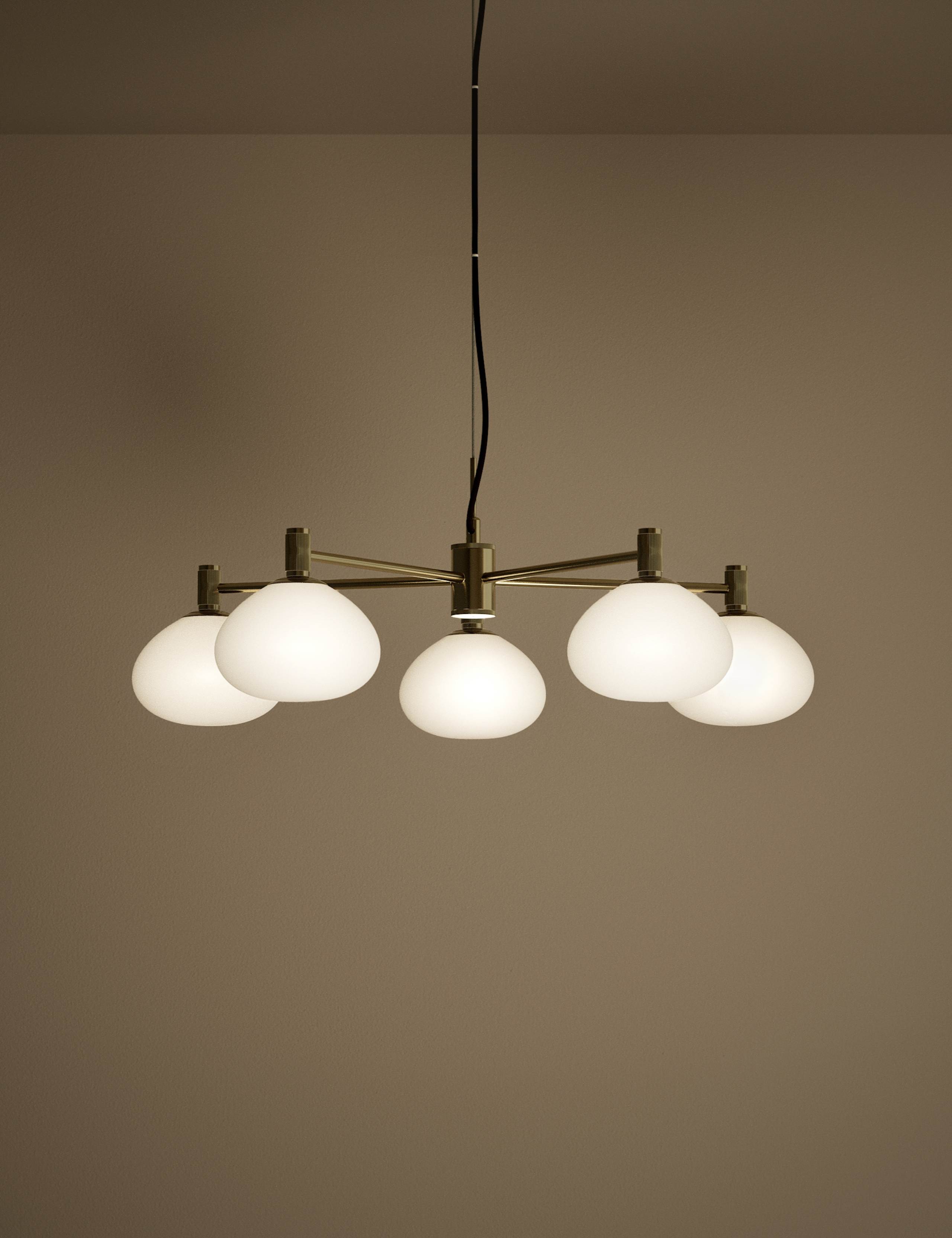 Metal and Glass 5 Light Pendant Light 2 of 5
