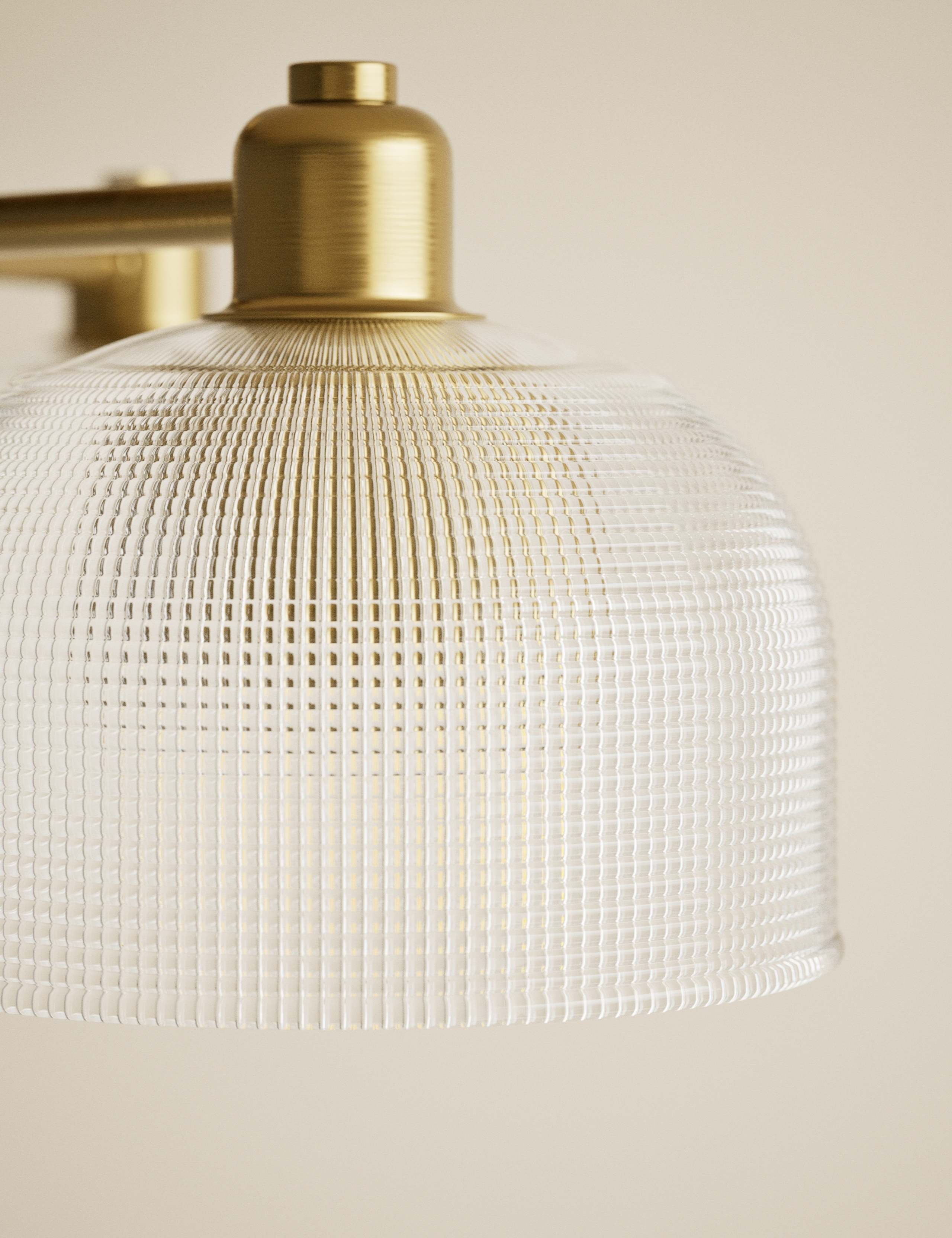 Glass Reeded 3 Light Flush Ceiling Light 3 of 5
