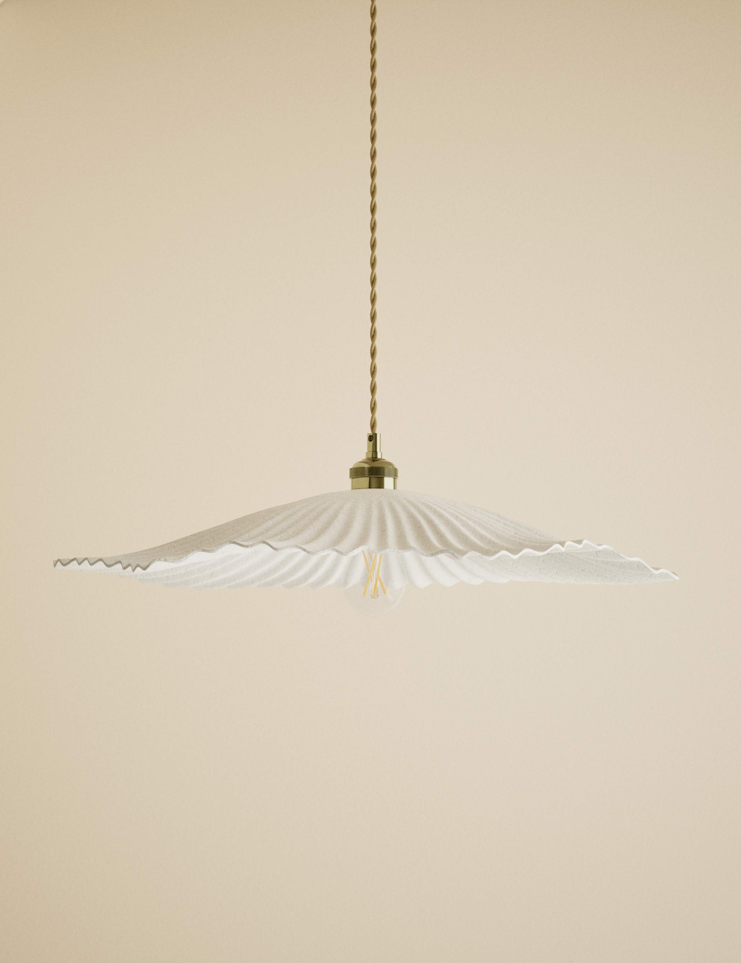 Papier Mache Stingray Effect Pendant Light 1 of 4