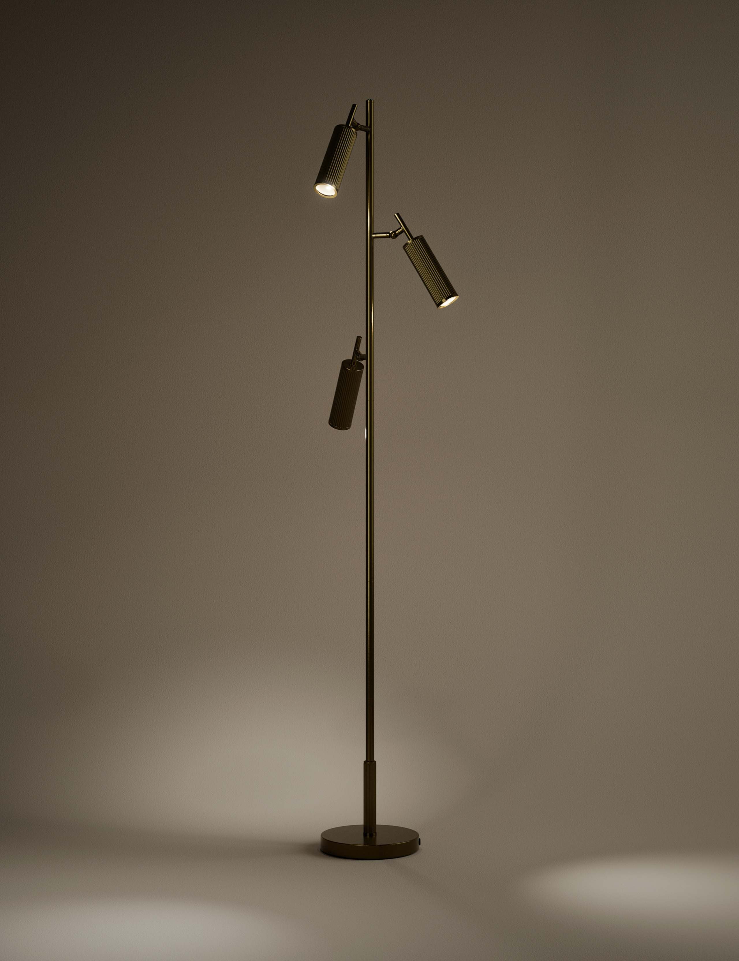 Rechargeable Three Light Ribbed Floor Lamp 2 of 6