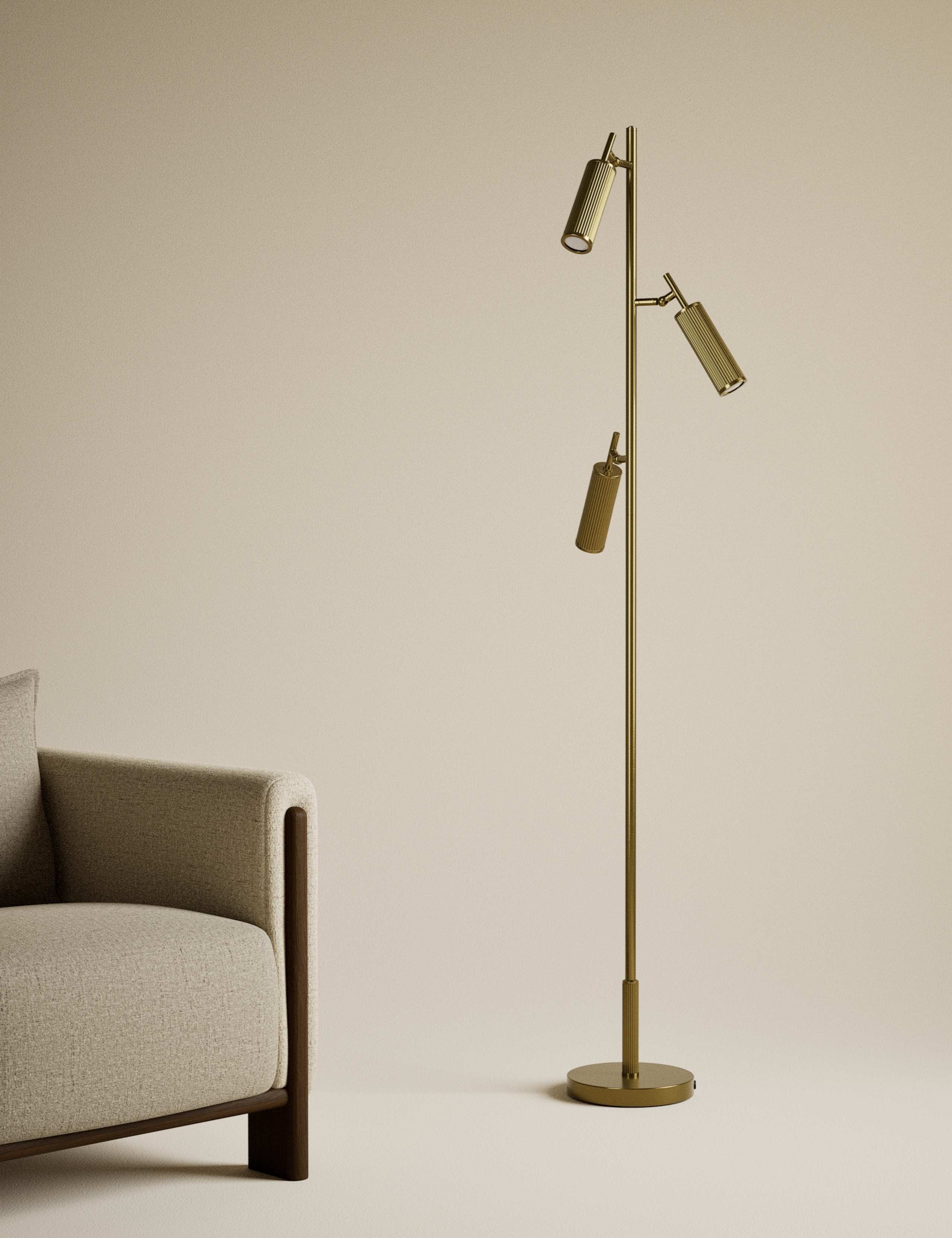 Rechargeable Three Light Ribbed Floor Lamp 6 of 6