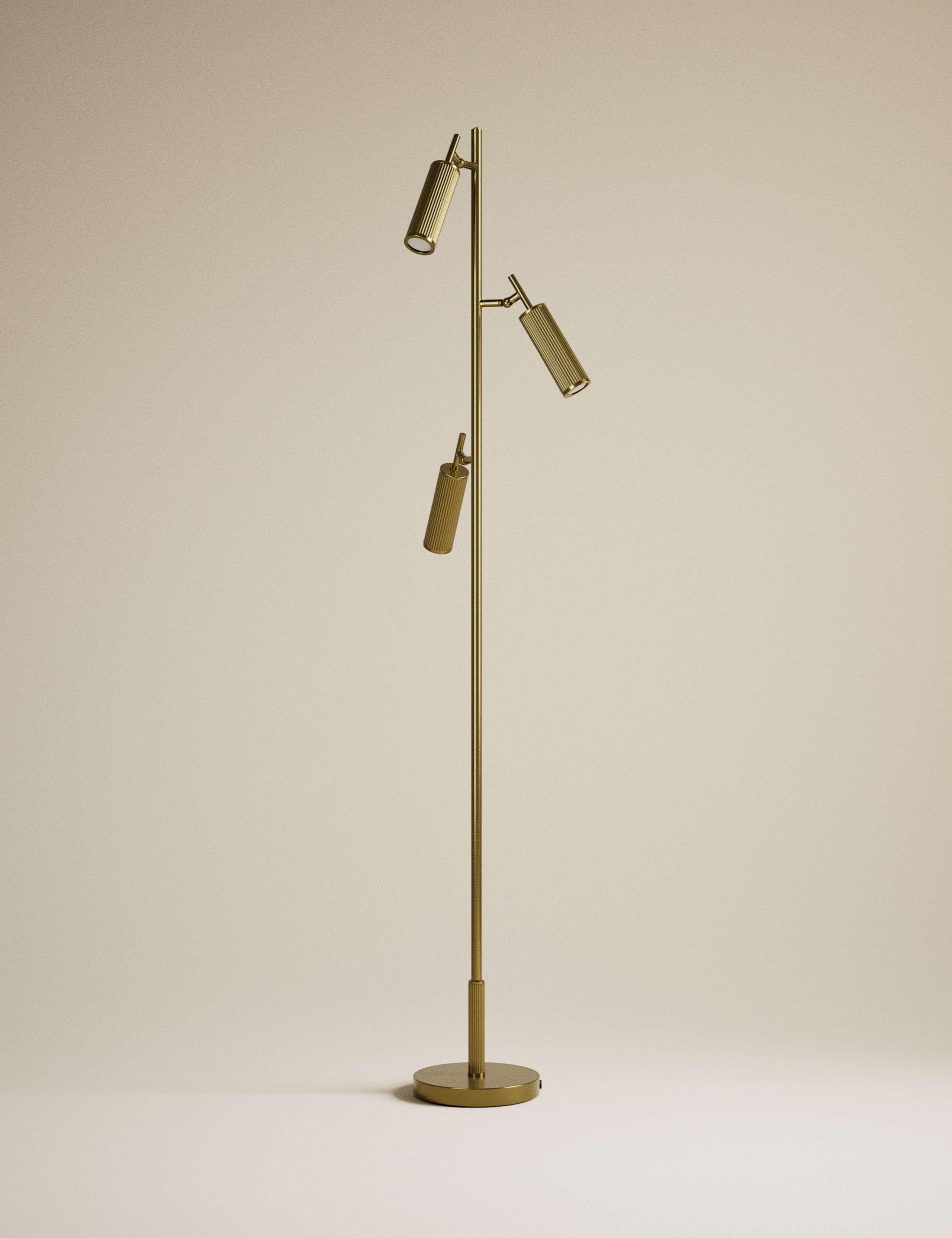 Rechargeable Three Light Ribbed Floor Lamp 1 of 6